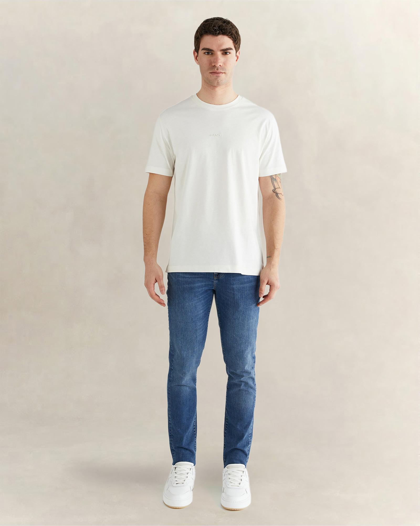 GANT Erkek Beyaz Kısa Kollu T-Shirt