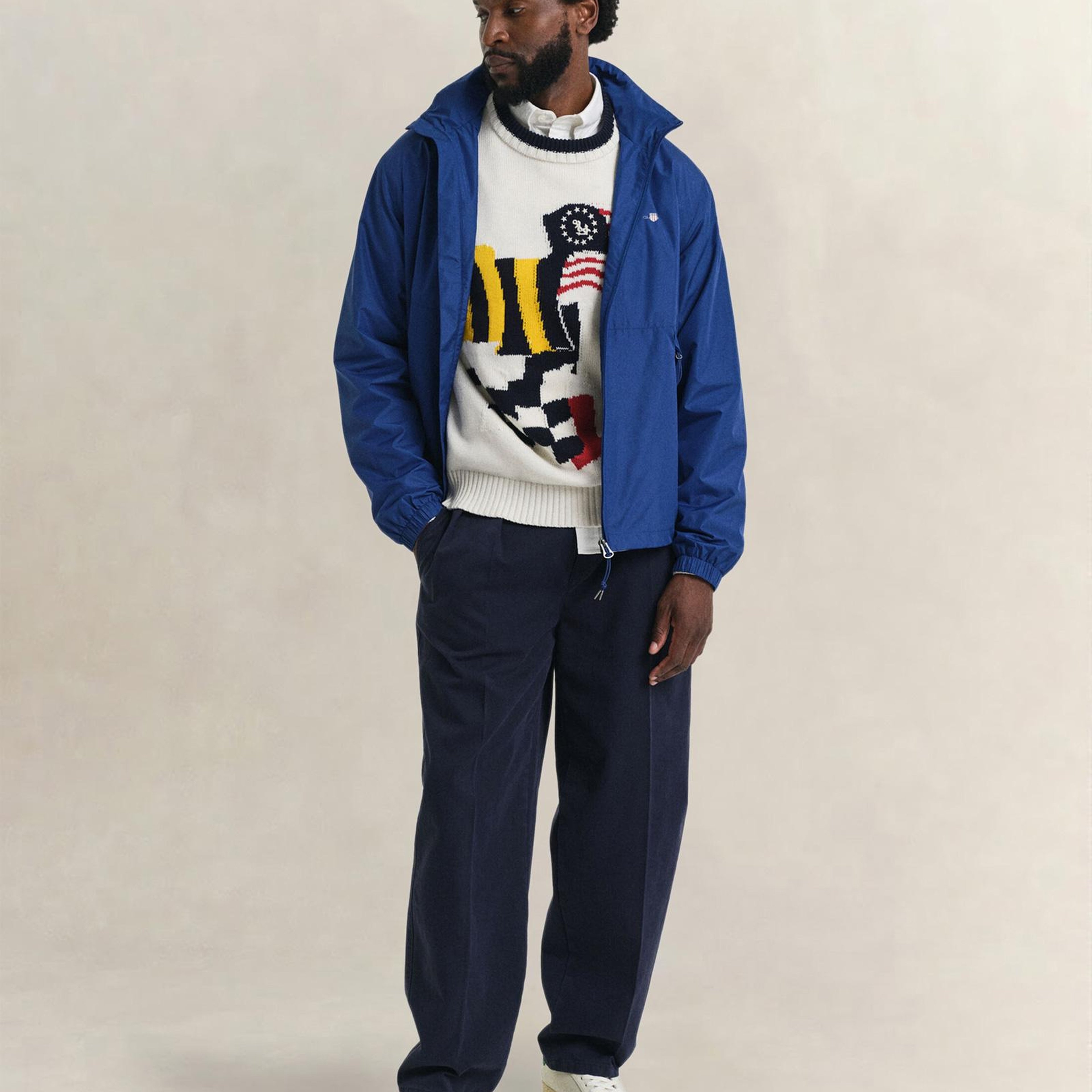 GANT Erkek Mavi Regular Fit Kapüşonlu Rüzgarlık