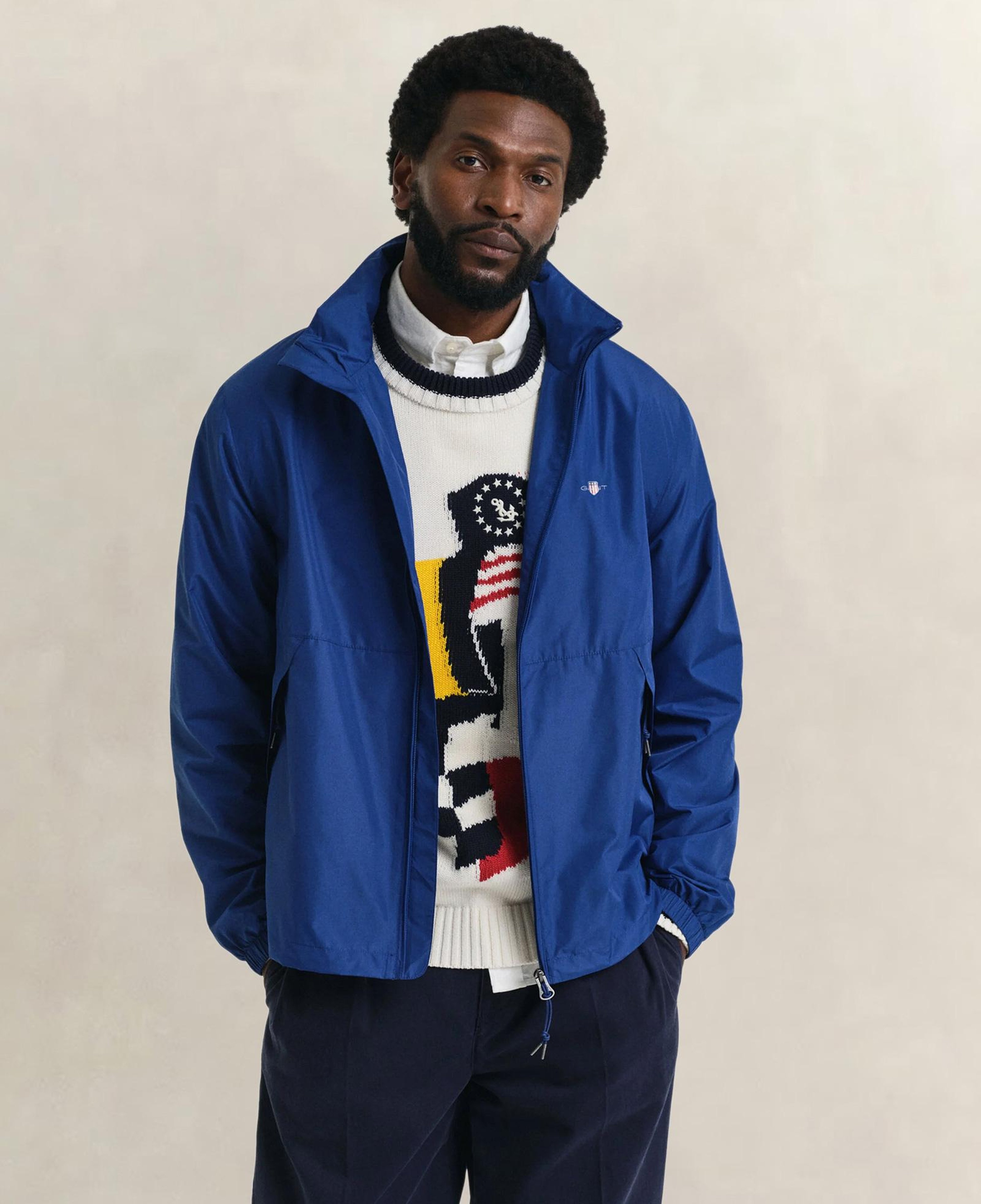 GANT Erkek Mavi Regular Fit Kapüşonlu Rüzgarlık