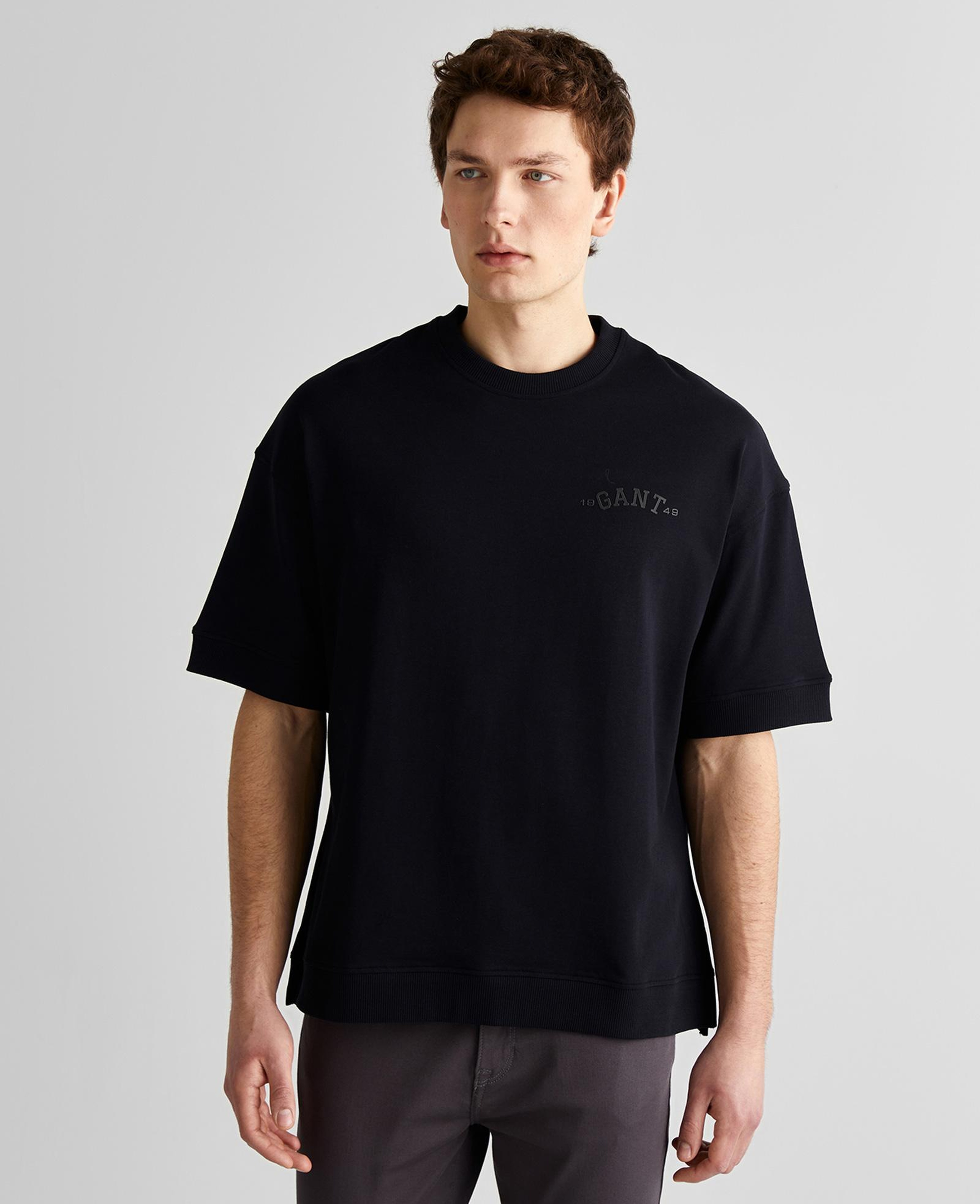 GANT Erkek Siyah Orijinal Fit Bisiklet Yaka Logolu T-Shirt