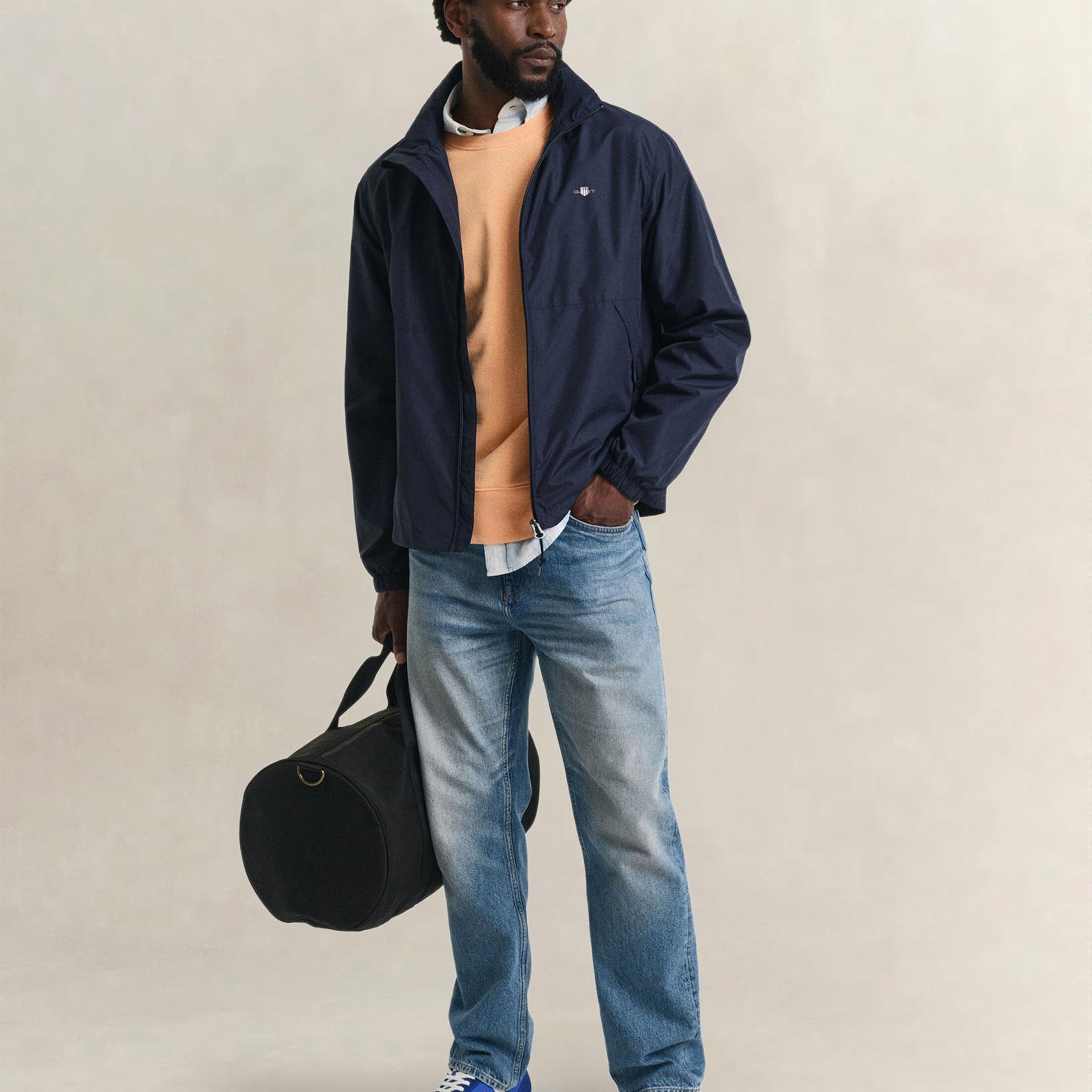 GANT Erkek Lacivert Regular Fit Kapüşonlu Rüzgarlık