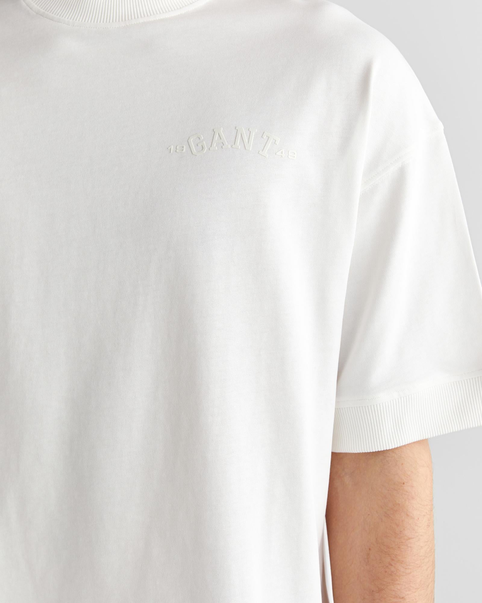 GANT Erkek Krem Orijinal Fit Bisiklet Yaka Logolu T-Shirt