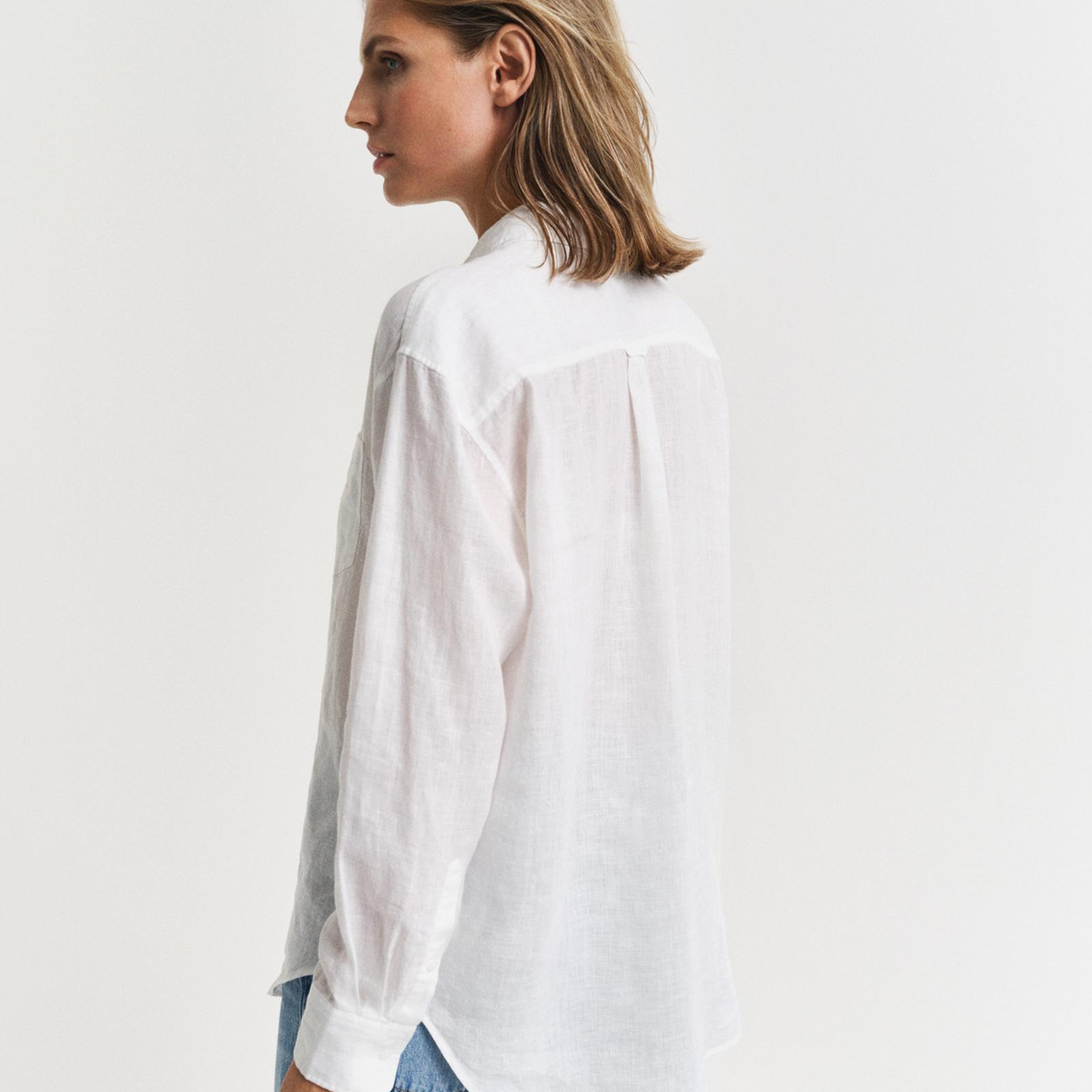 GANT Kadın Beyaz Relaxed Fit Klasik Yaka Gömlek