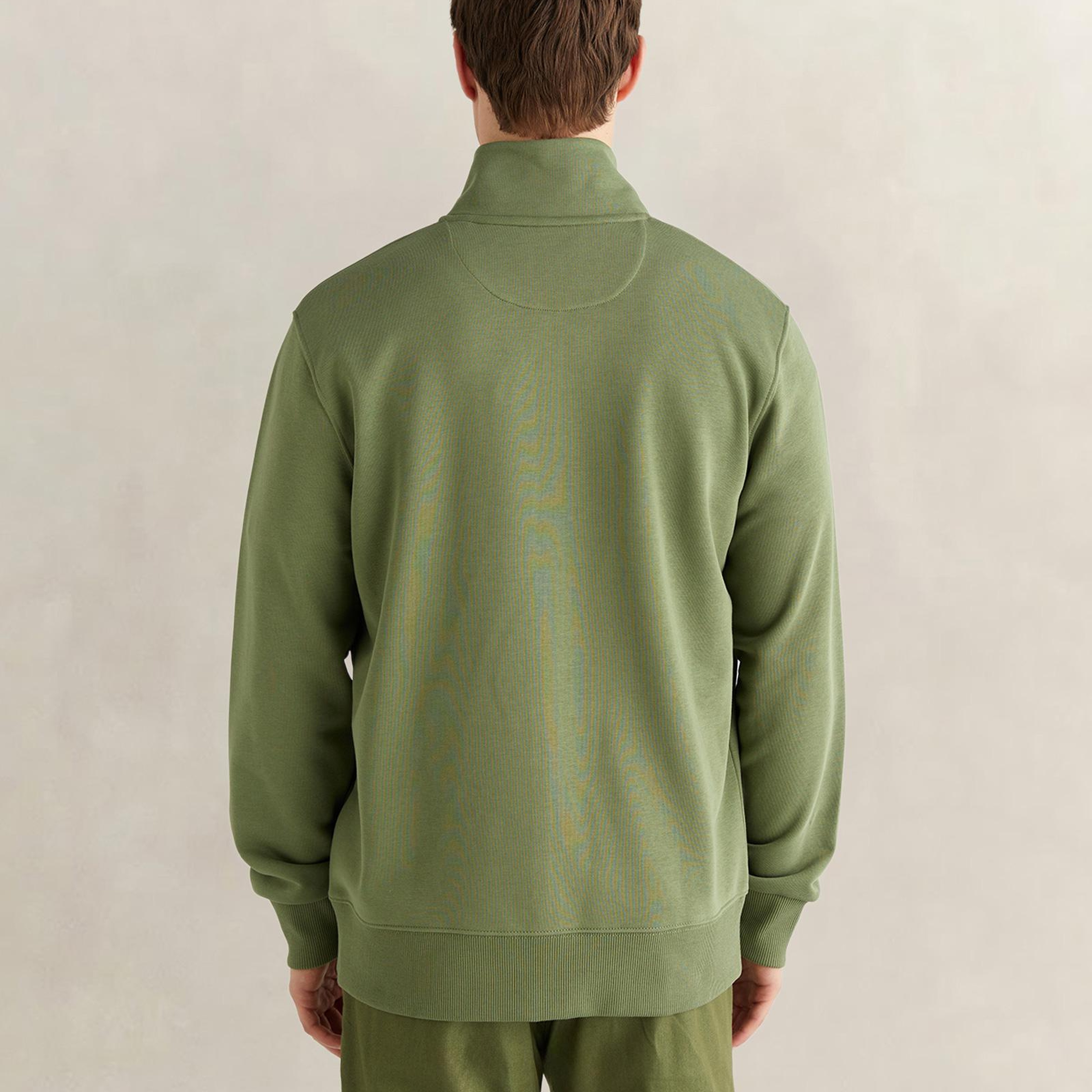 GANT Erkek Yeşil Fermuarlı Logolu Sweatshirt
