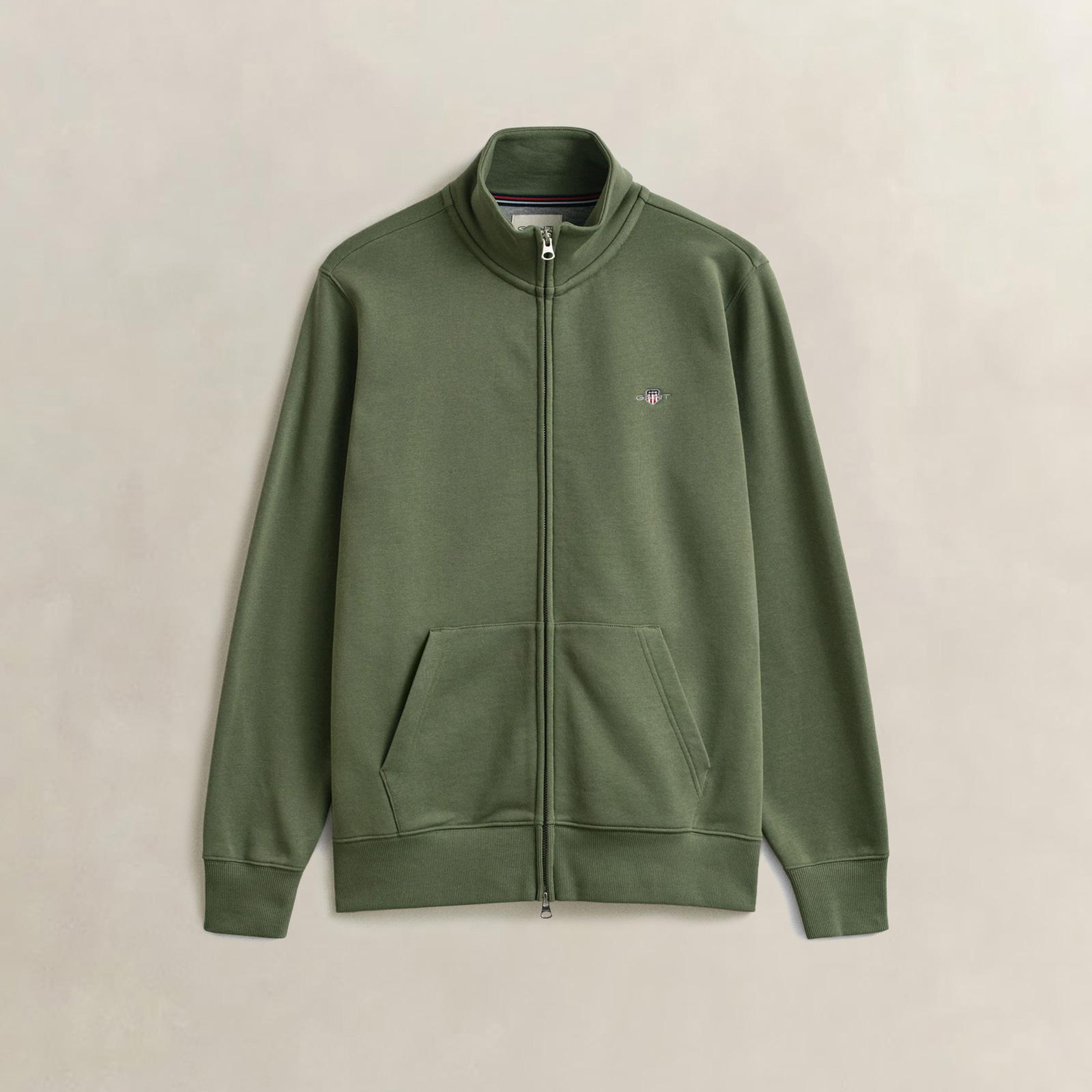 GANT Erkek Yeşil Fermuarlı Logolu Sweatshirt