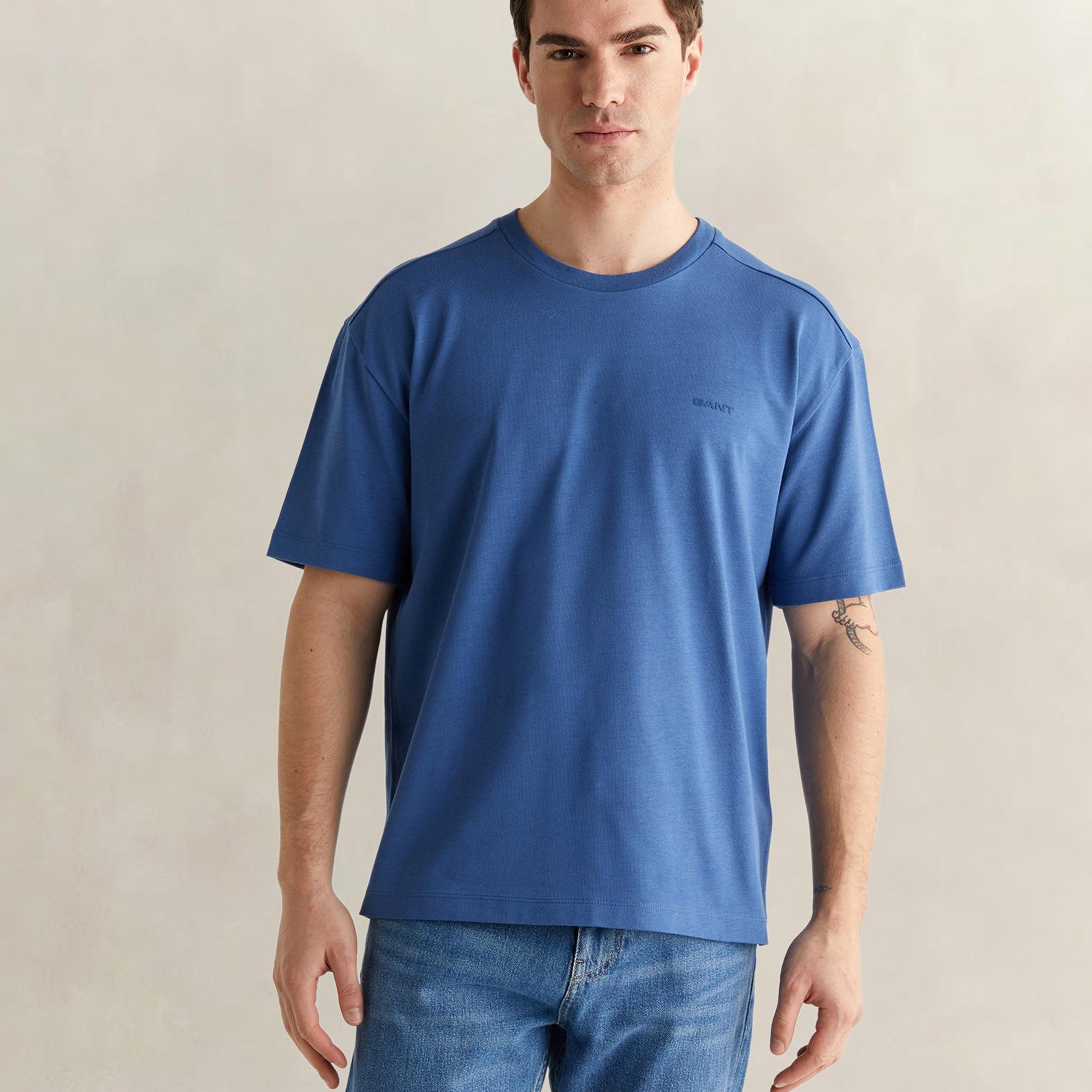 GANT Erkek Mavi Kısa Kollu T-Shirt