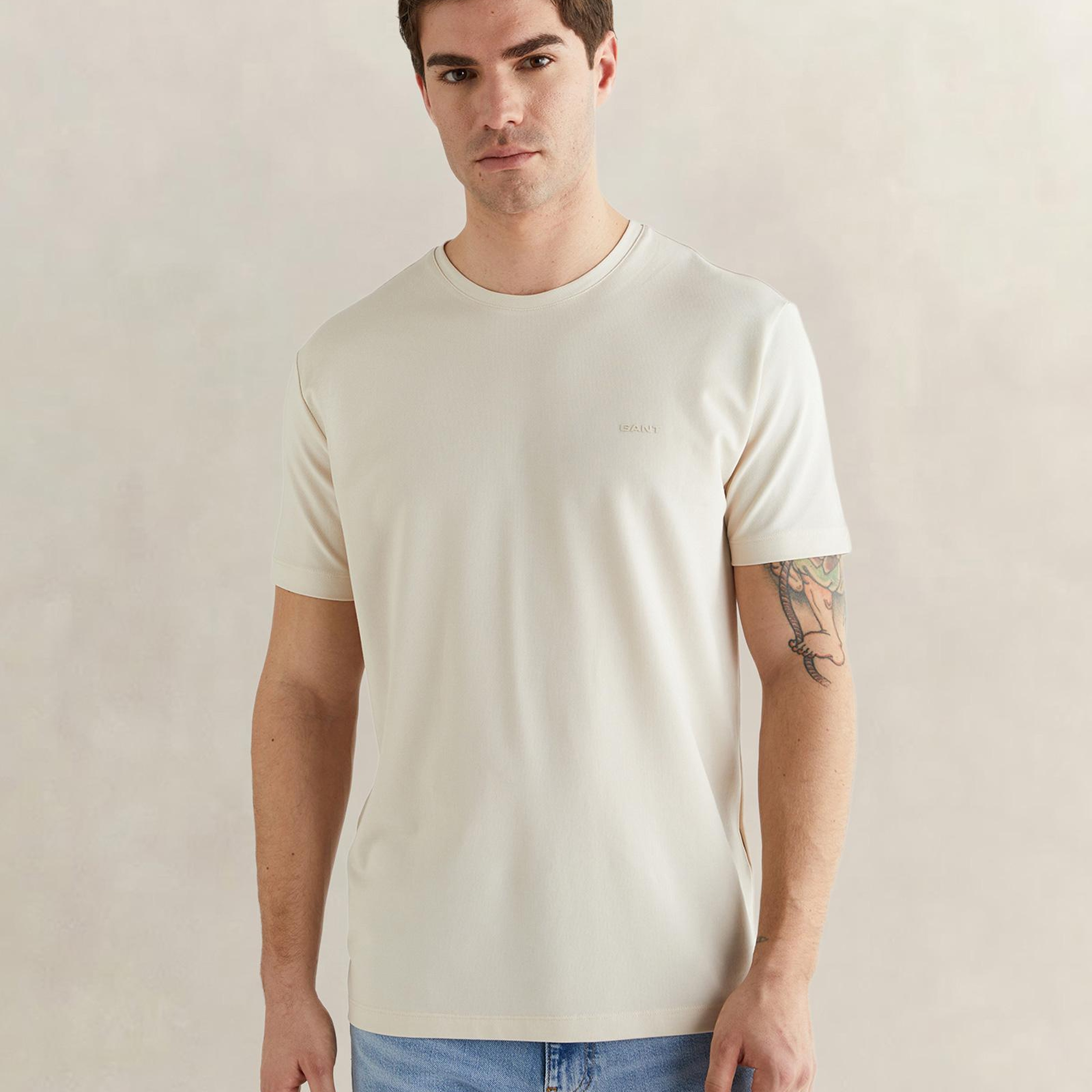GANT Erkek Bej Kısa Kollu T-Shirt