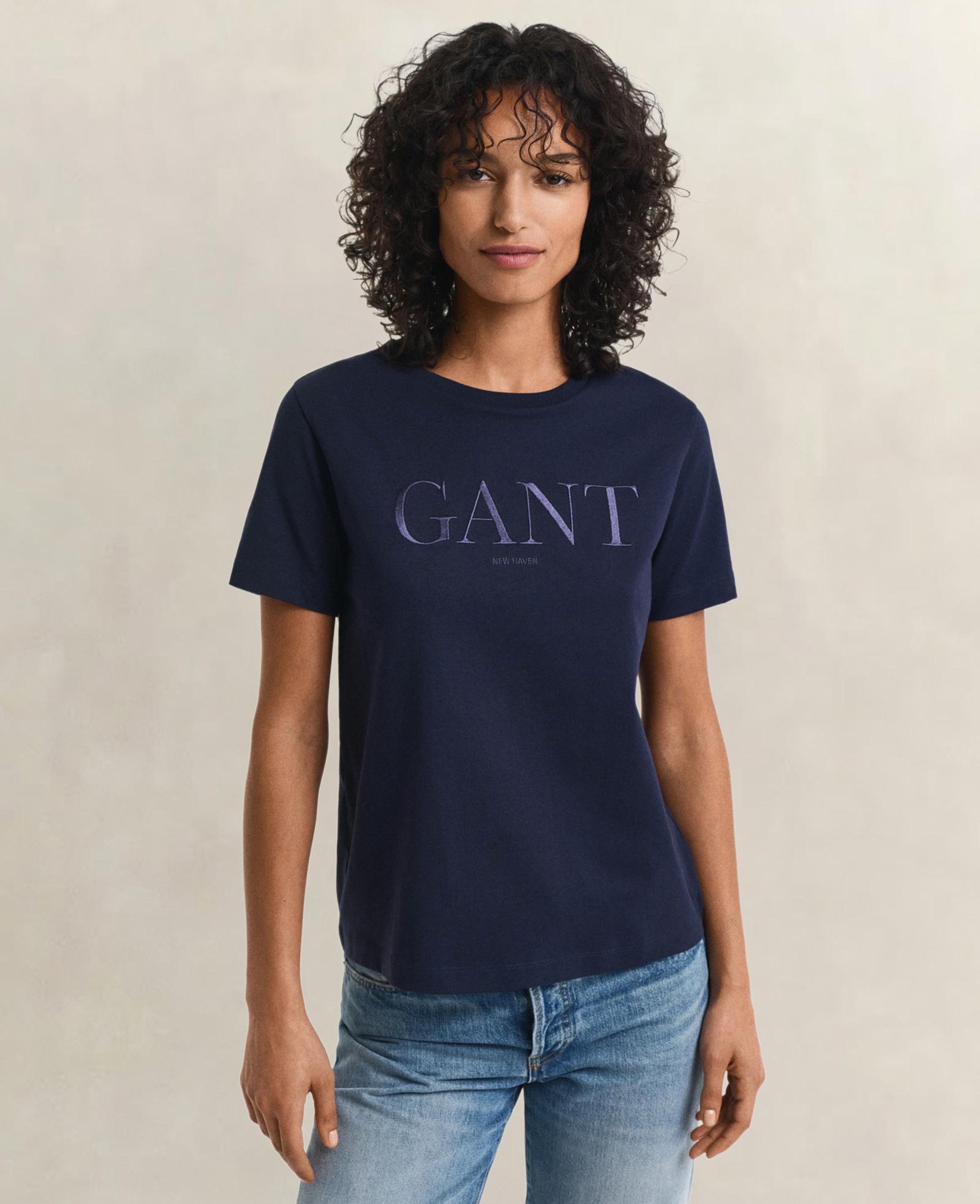 GANT Kadın Lacivert Bisiklet Yaka Regular Fit T-Shirt