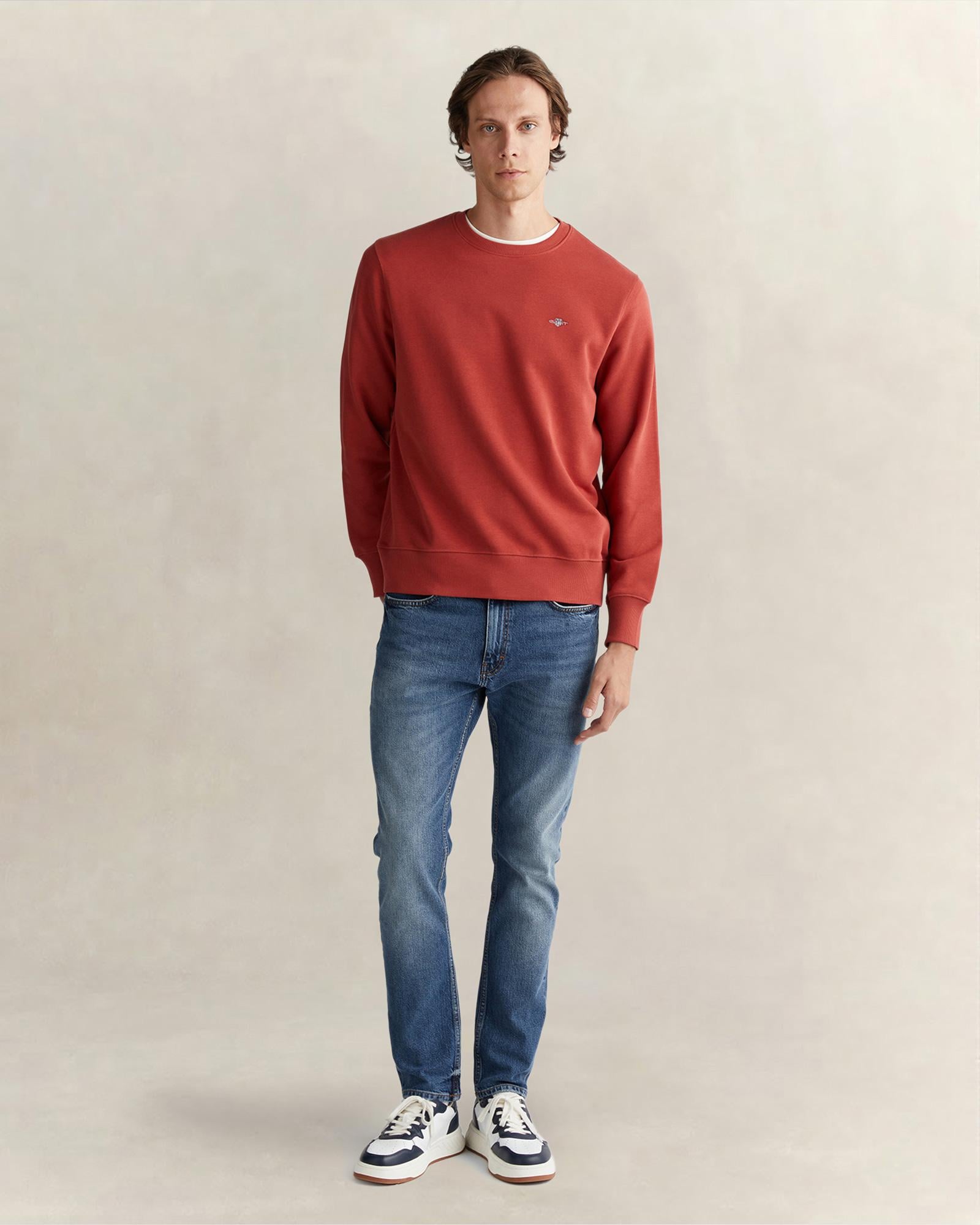 GANT Erkek Kırmızı Regular Fit Bisiklet Yaka Sweatshirt