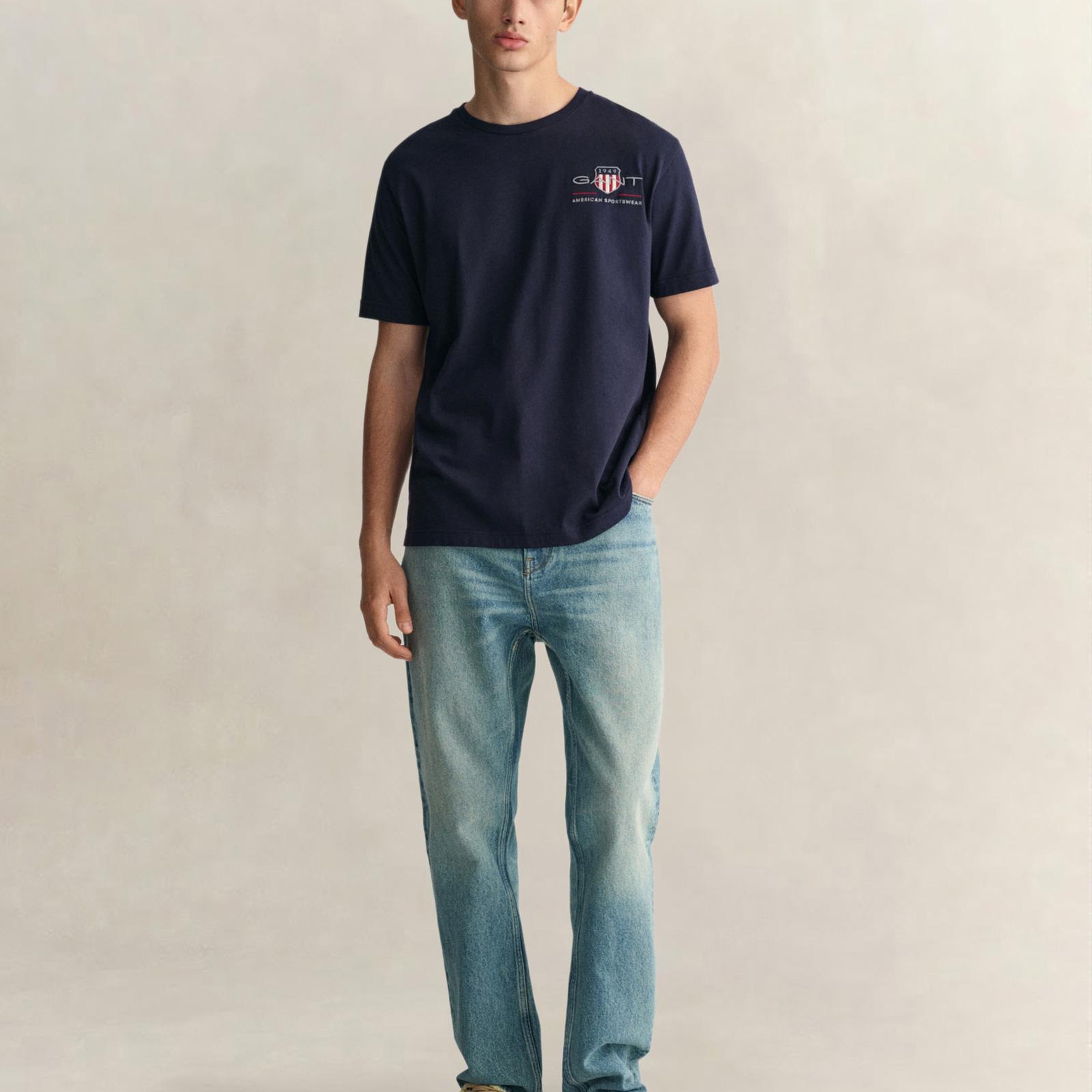 GANT Erkek Lacivert Regular Fit T-Shirt