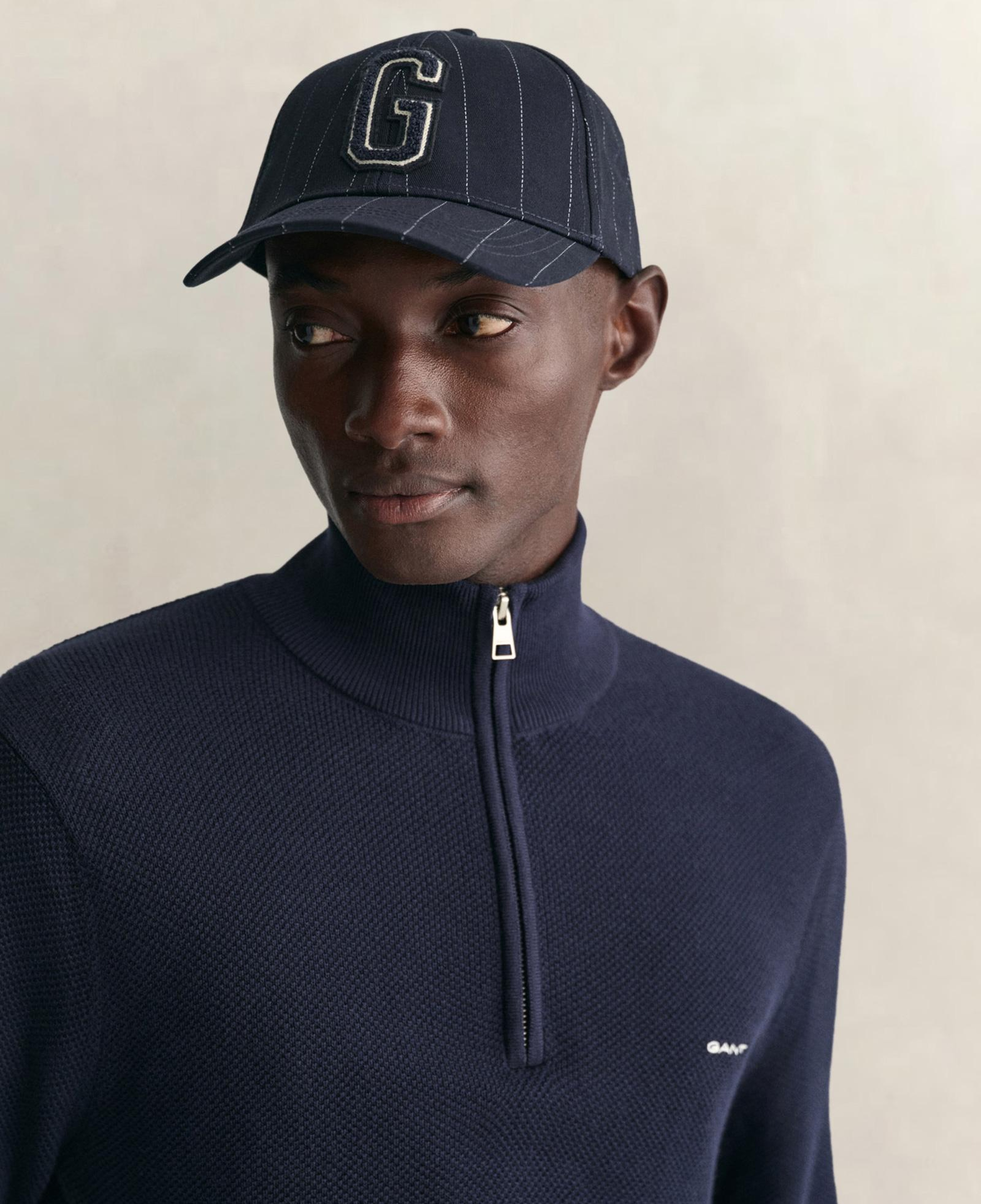 GANT Erkek Lacivert Regular Fit Yarım Fermuarlı Kazak