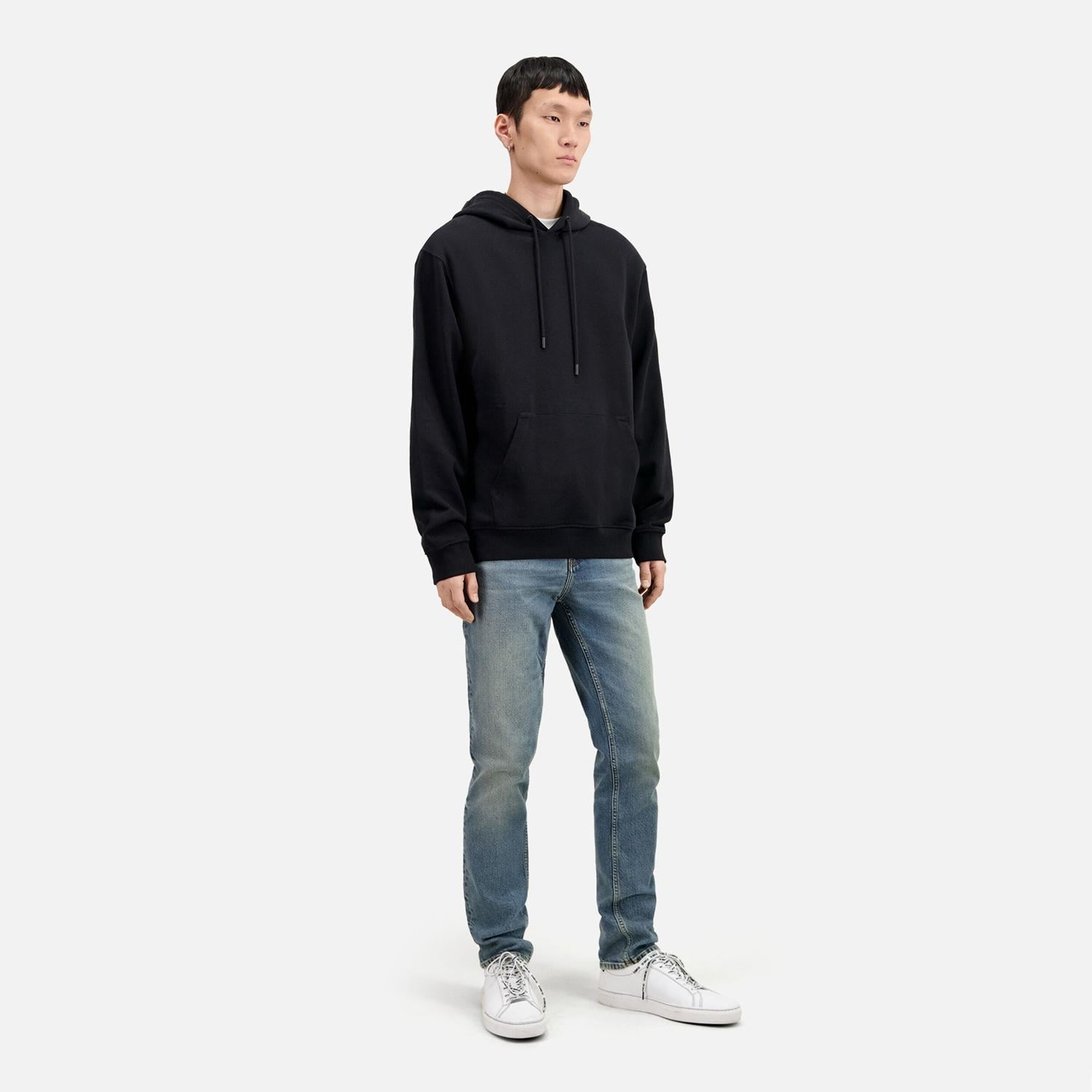 Erkek Baskılı Kapüşonlu Siyah Sweatshirt