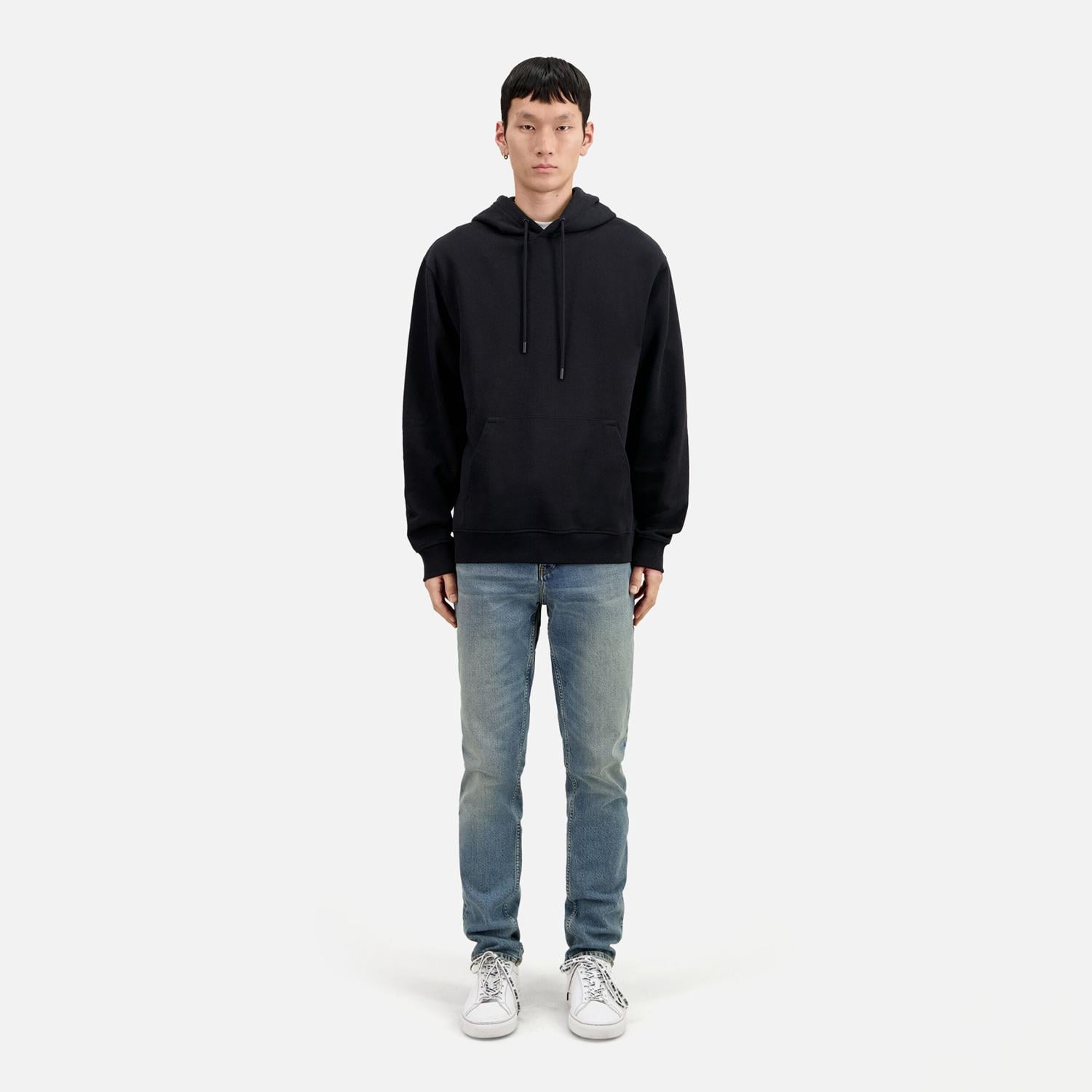 Erkek Baskılı Kapüşonlu Siyah Sweatshirt