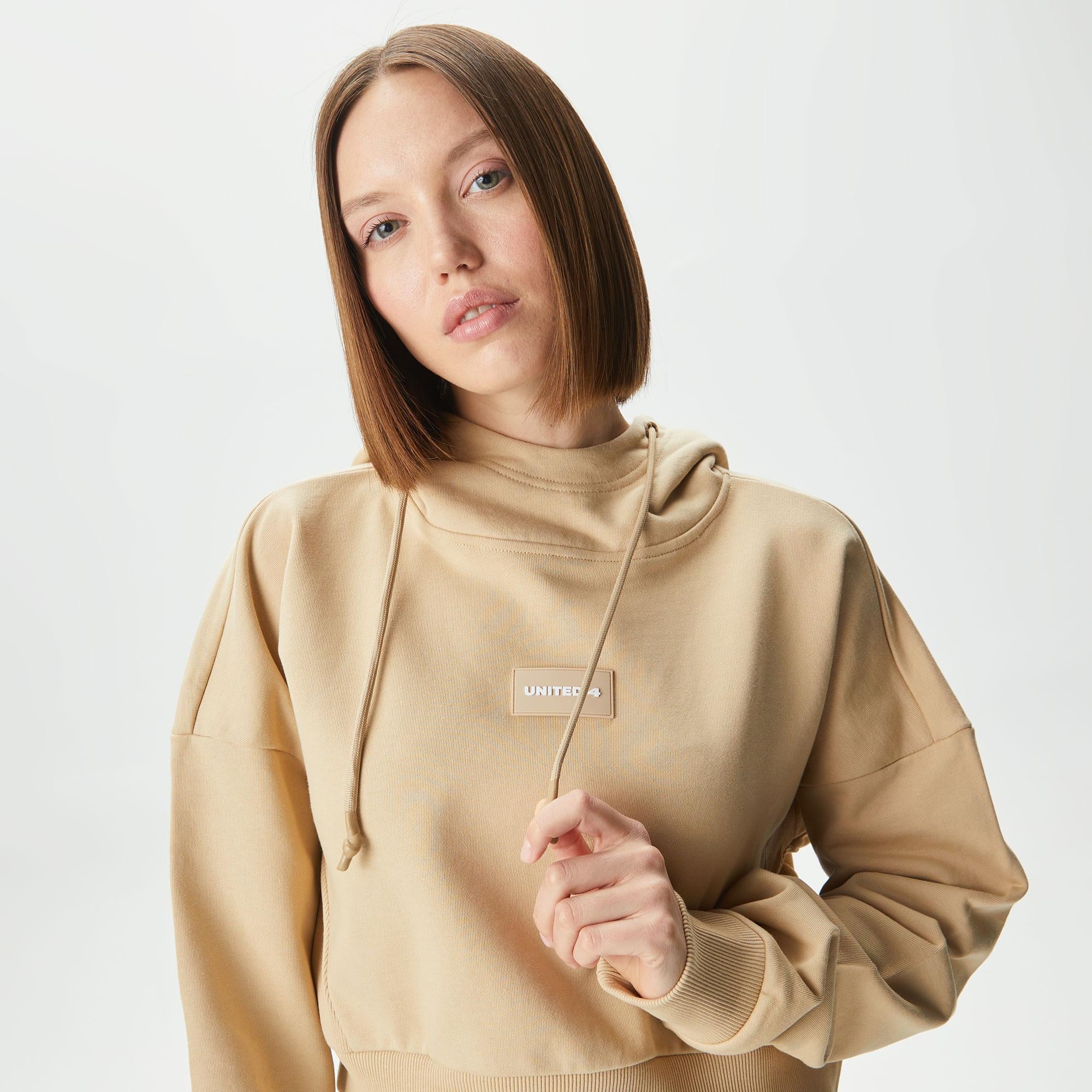 UNITED4 Classic Kadın Krem Hoodie