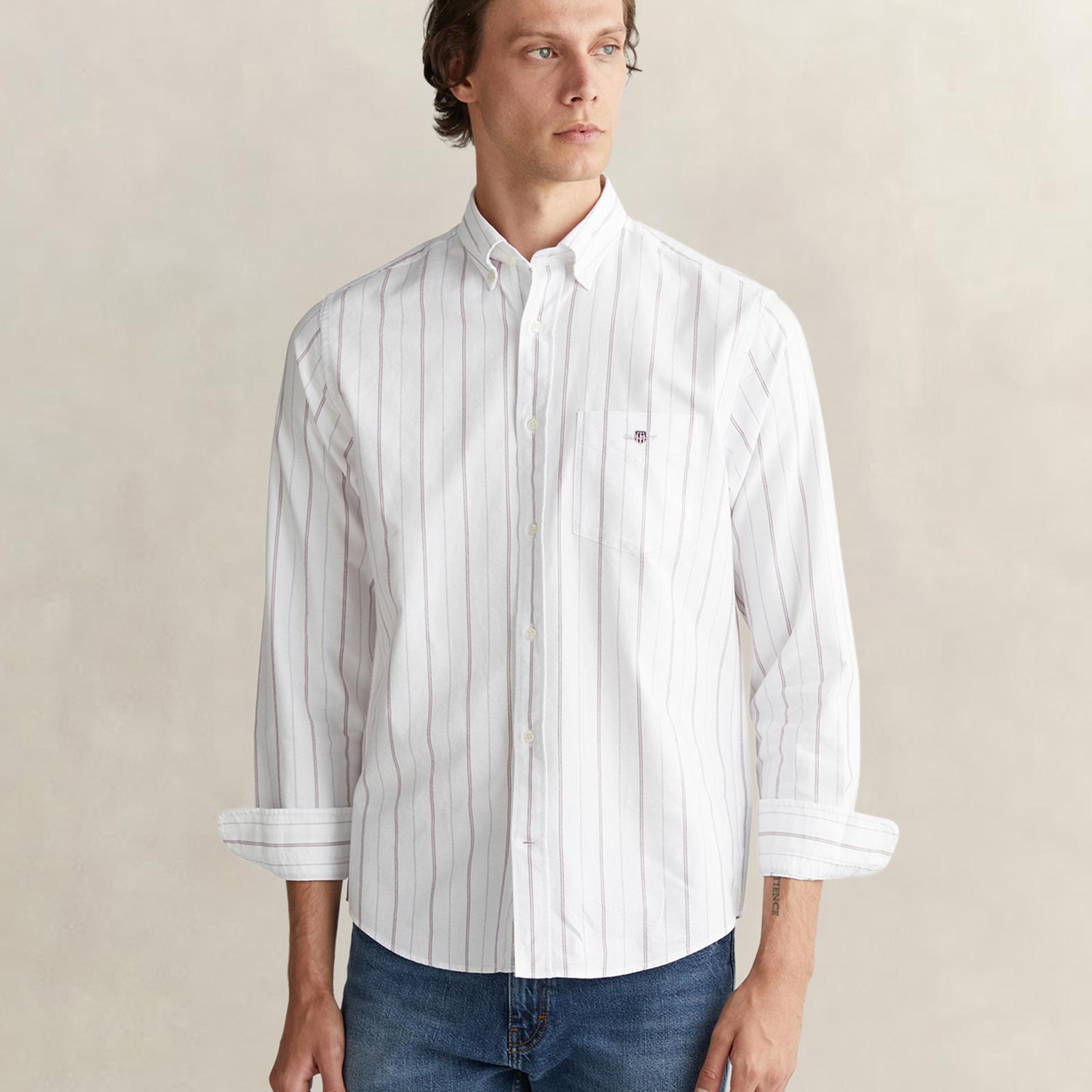 GANT Erkek Beyaz Regular Fit Düğmeli Gömlek