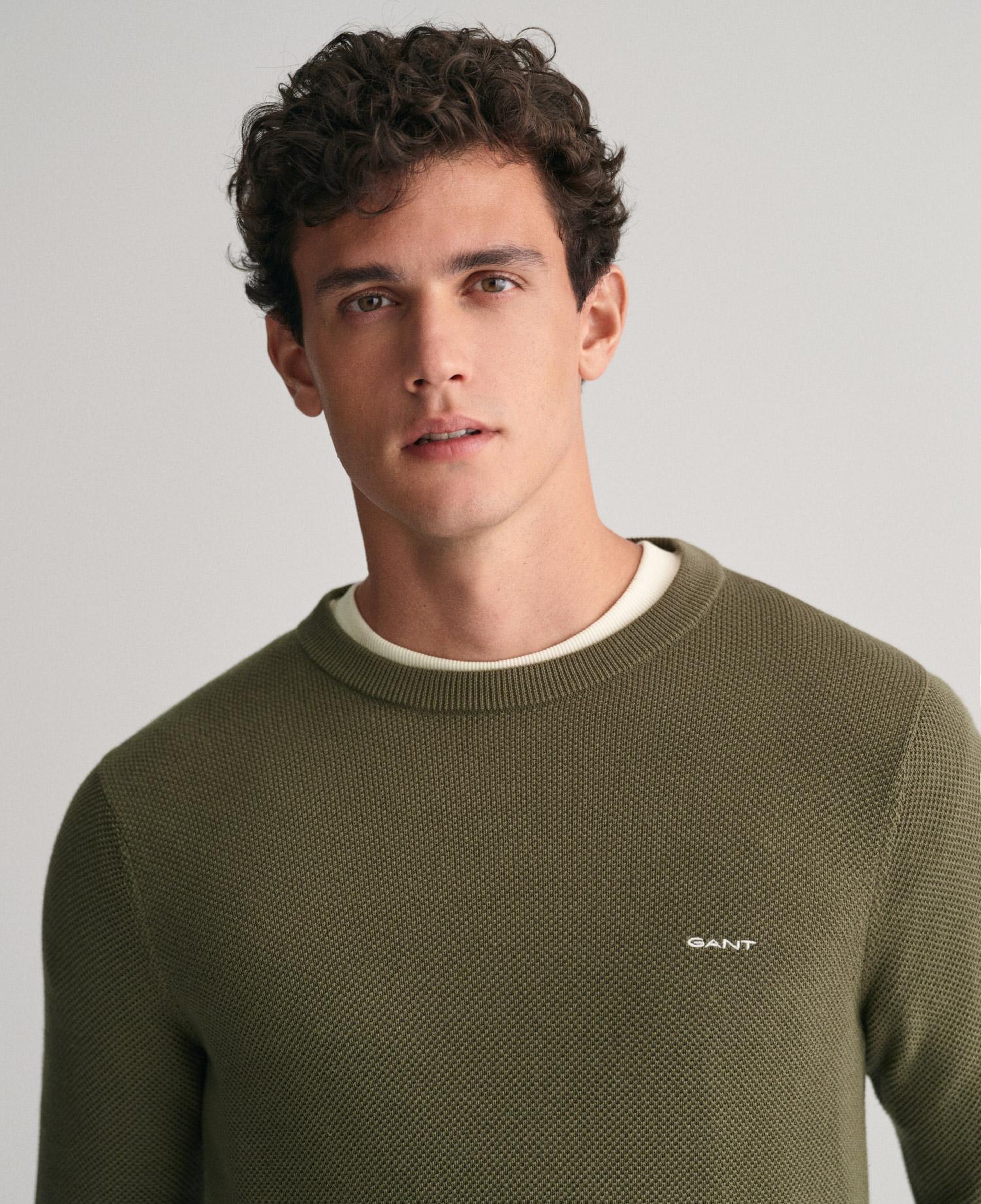 GANT Erkek Yeşil Regular Fit Bisiklet Yaka Kazak