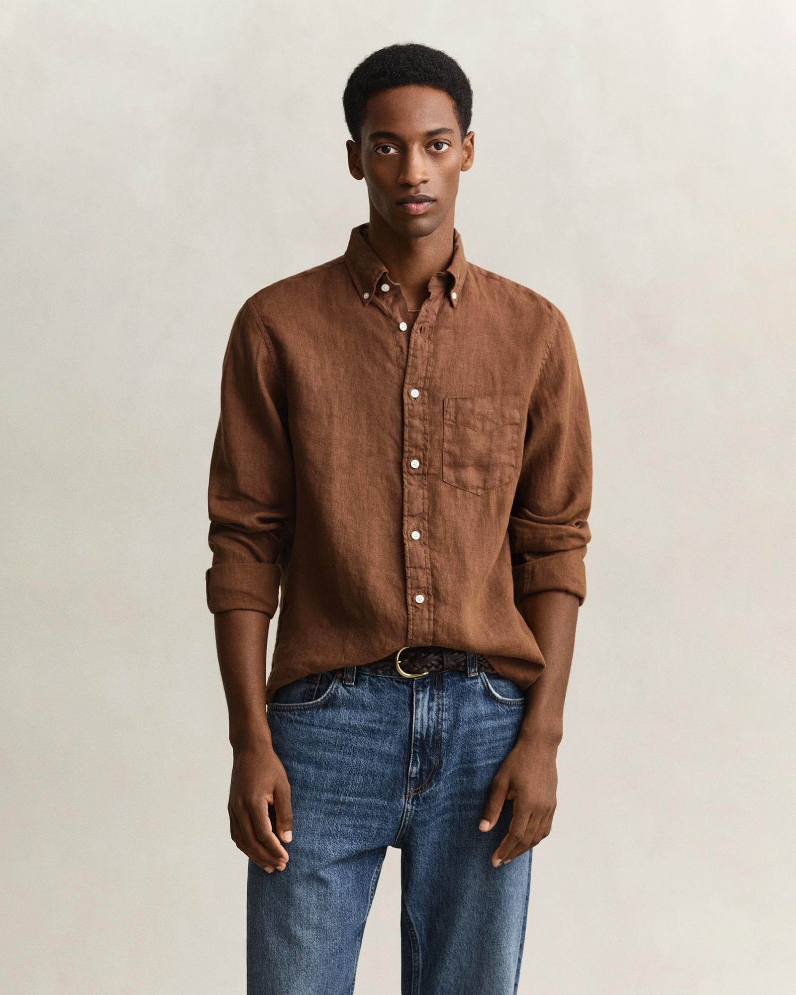 GANT Erkek Kahverengi Regular Fit Gömlek