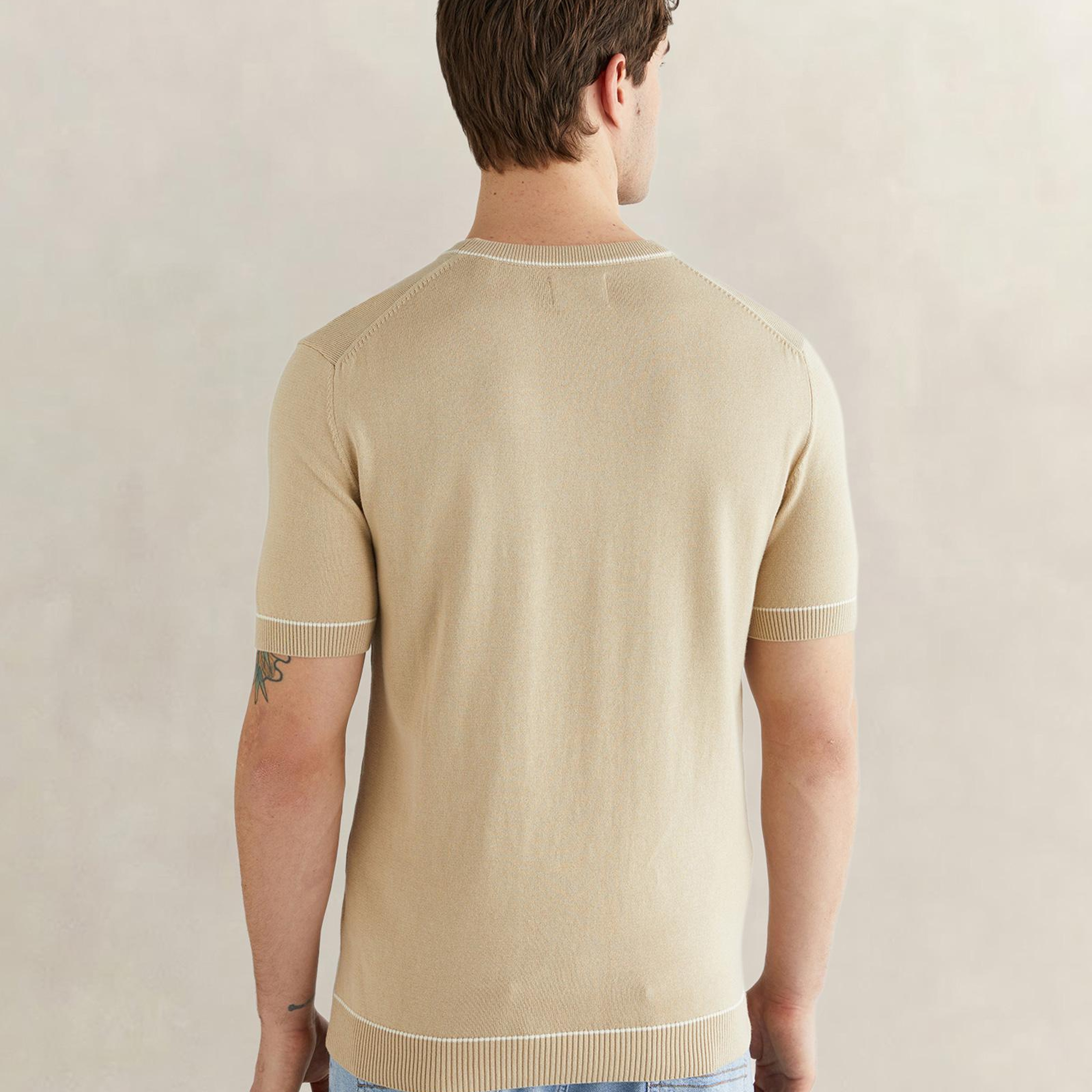 GANT Erkek Bej Regular Fit Kısa Kollu Triko