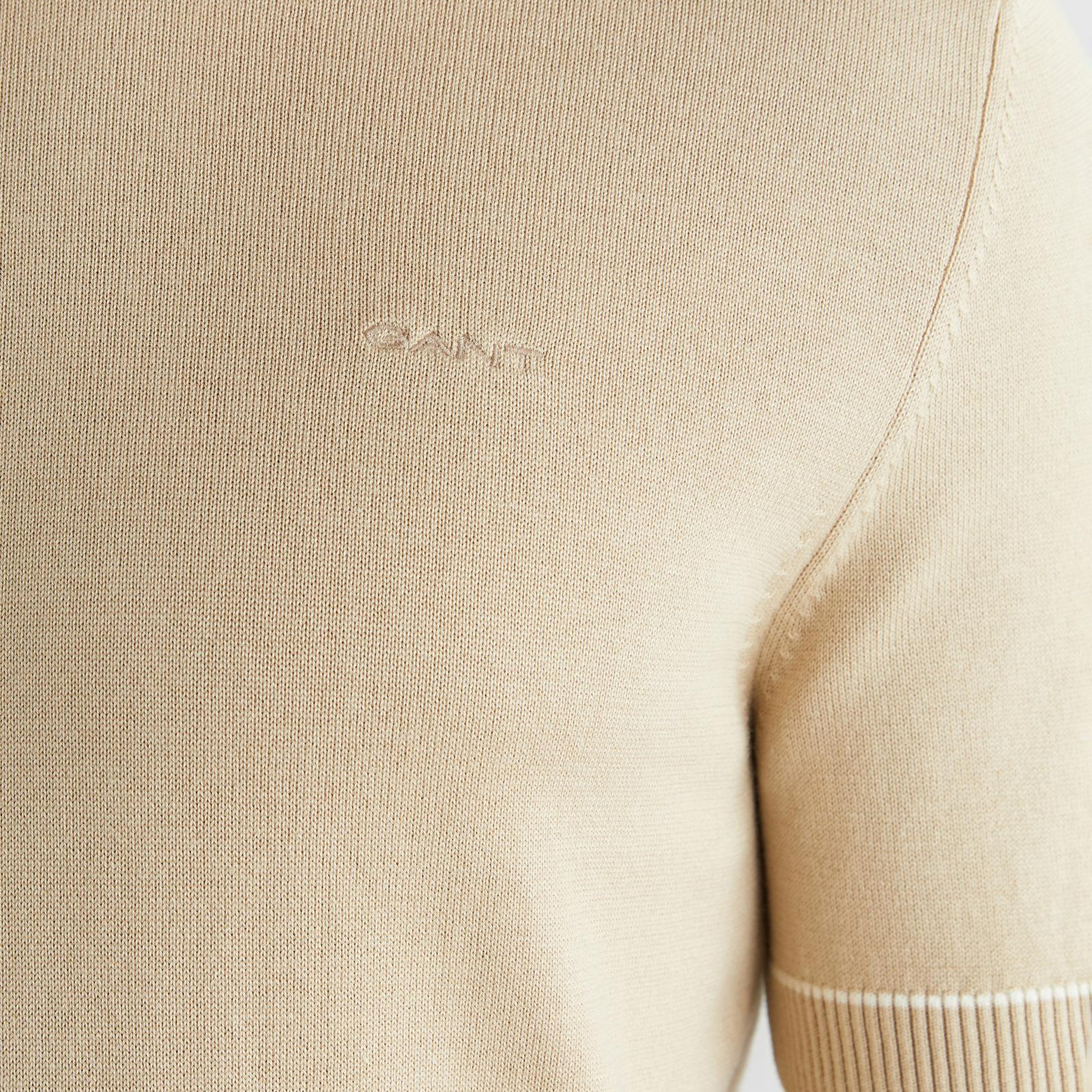 GANT Erkek Bej Regular Fit Kısa Kollu Triko