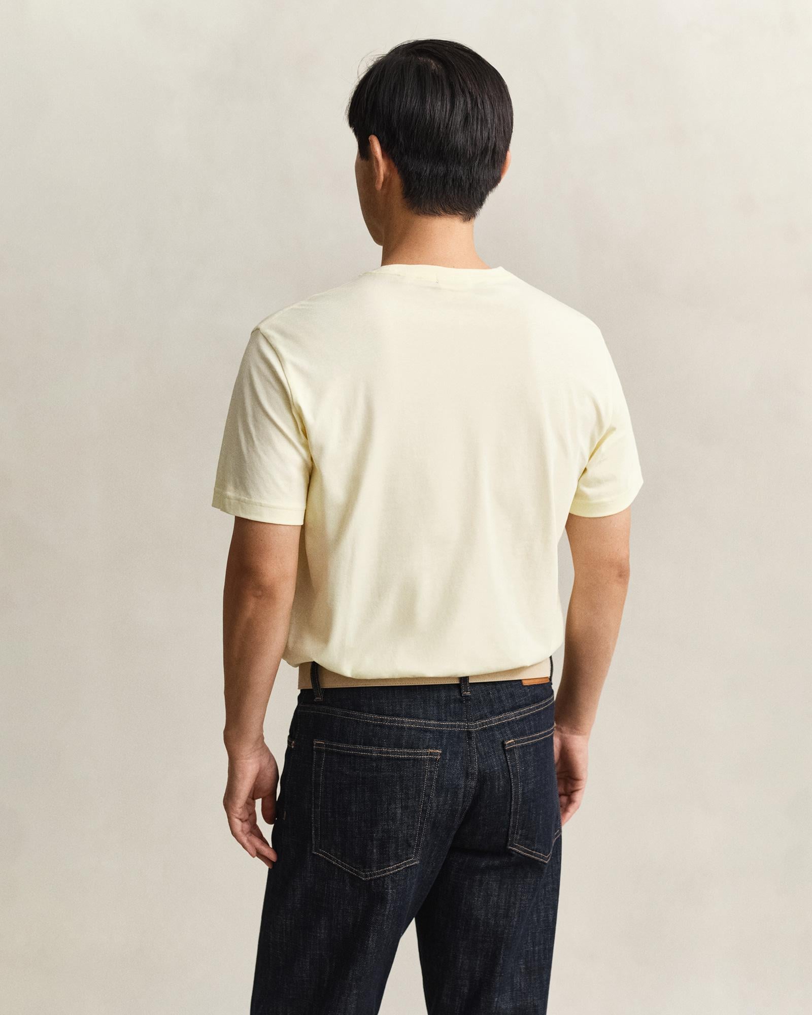 GANT Erkek Sarı Bisiklet Yaka Regular Fit Logolu T-Shirt