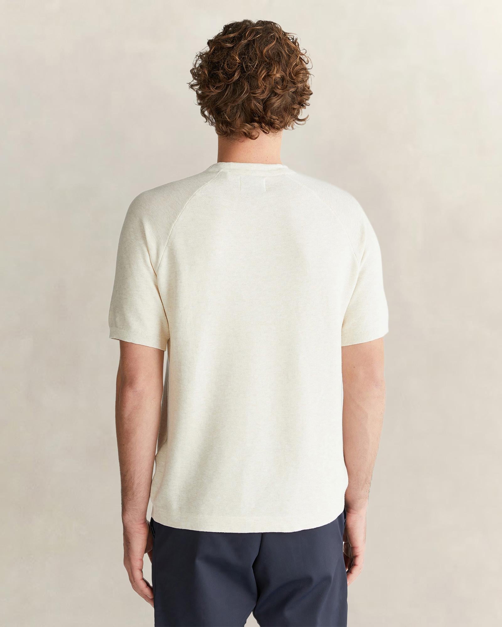 GANT Erkek Bej Regular Fit Bisiklet Yaka Kısa Kollu Triko
