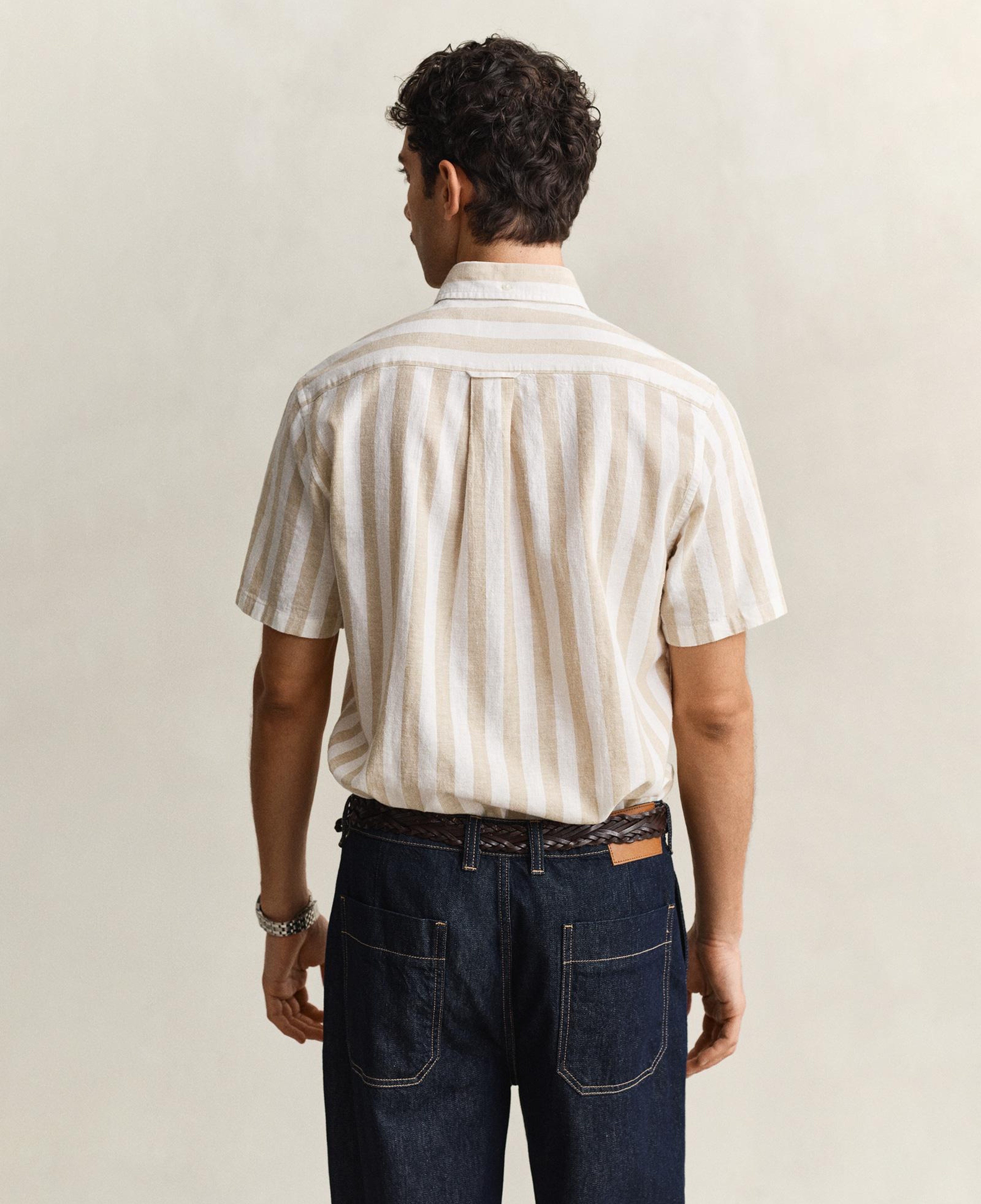 GANT Erkek Bej Regular Fit Çizgili Logolu Gömlek