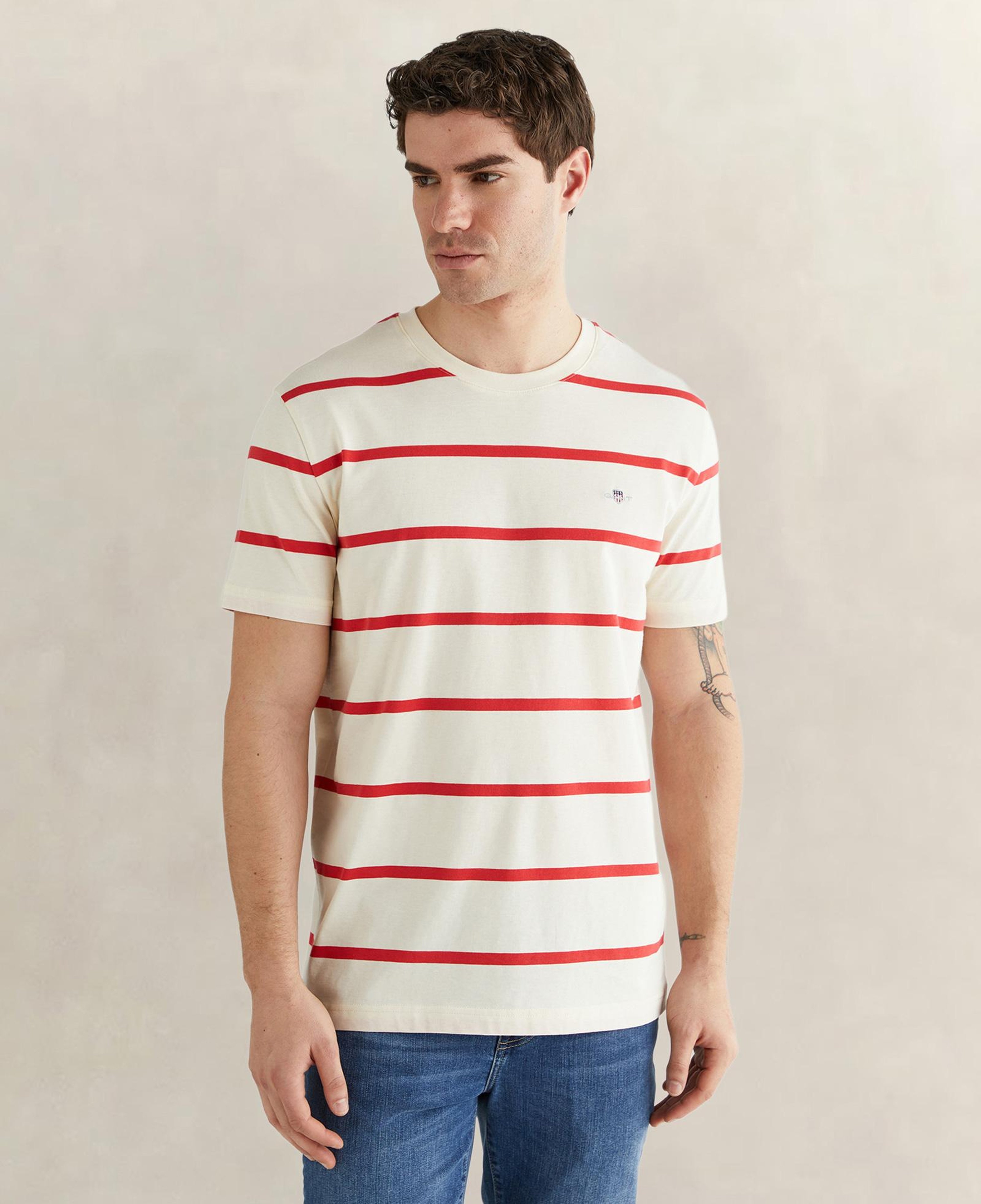 GANT Erkek Krem Renk Bloklu Kısa Kollu Logolu T-Shirt