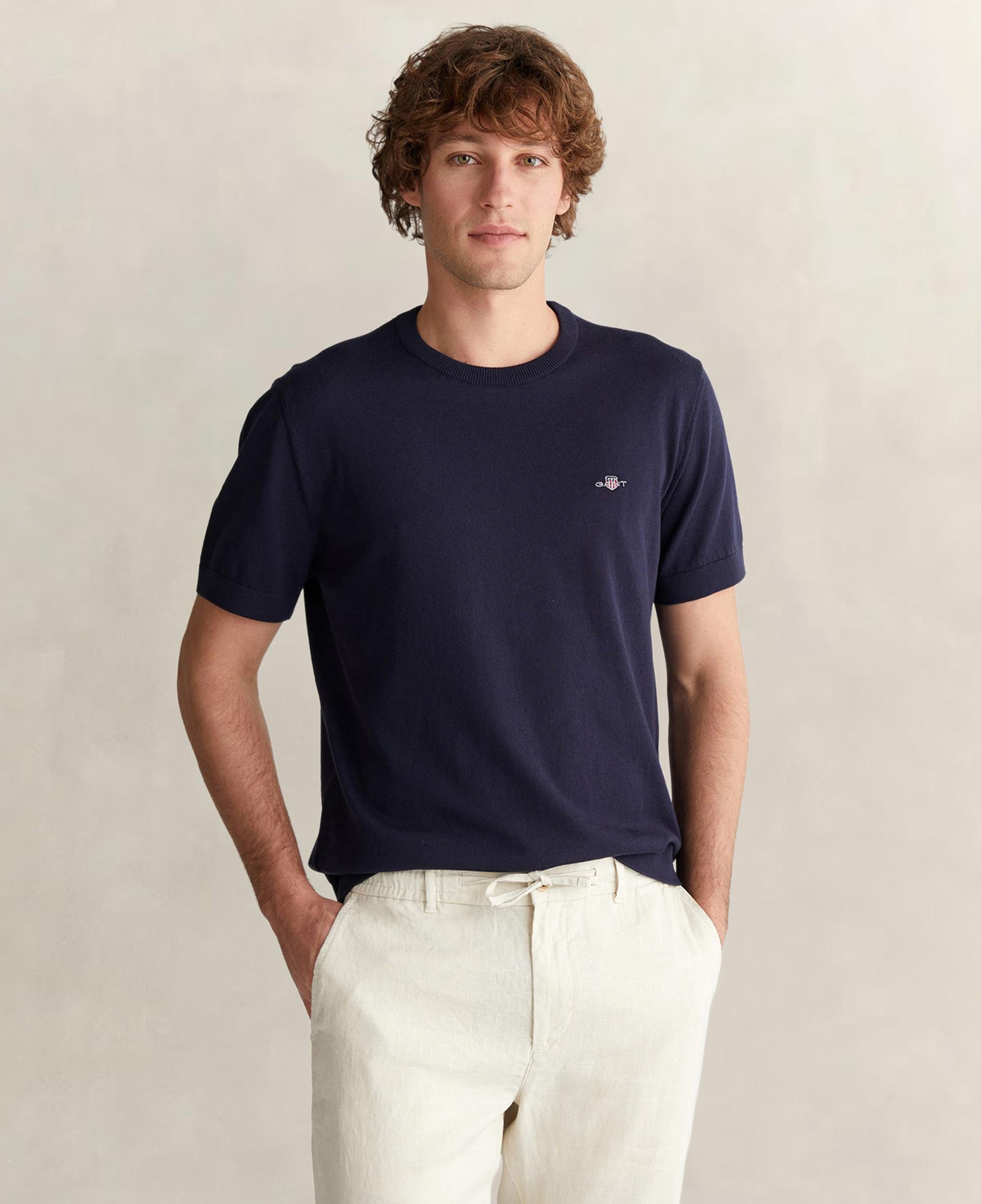 GANT Erkek Lacivert Regular Fit Bisiklet Yaka Kısa Kollu T-Shirt