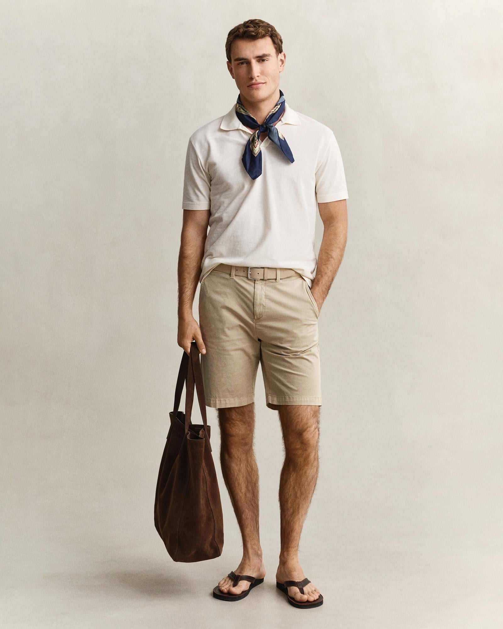 GANT Erkek Krem Regular Fit Polo Yaka T-Shirt