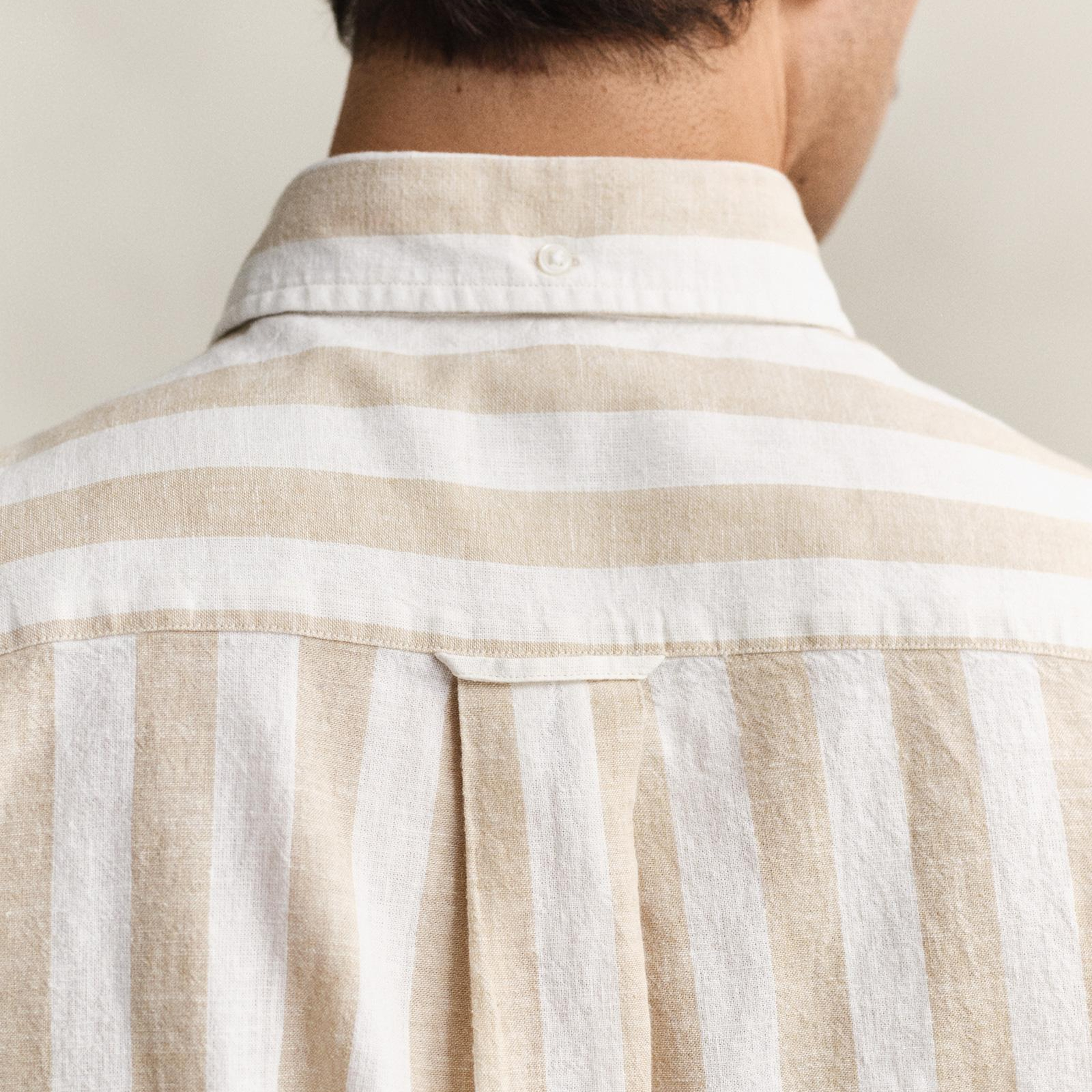 GANT Erkek Bej Regular Fit Çizgili Logolu Gömlek