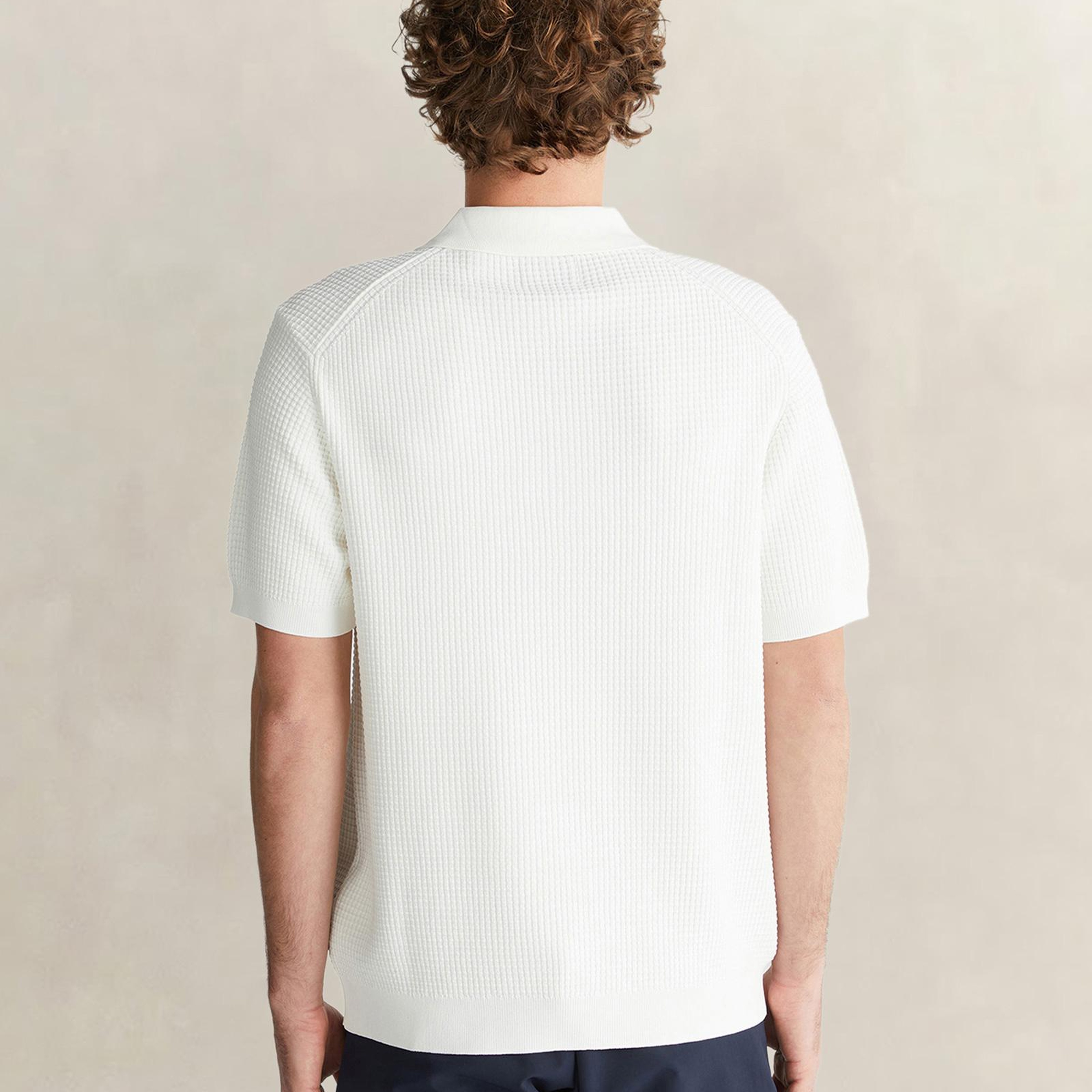 GANT Erkek Beyaz Regular Fit Yarım Fermuarlı Kısa Kollu Triko