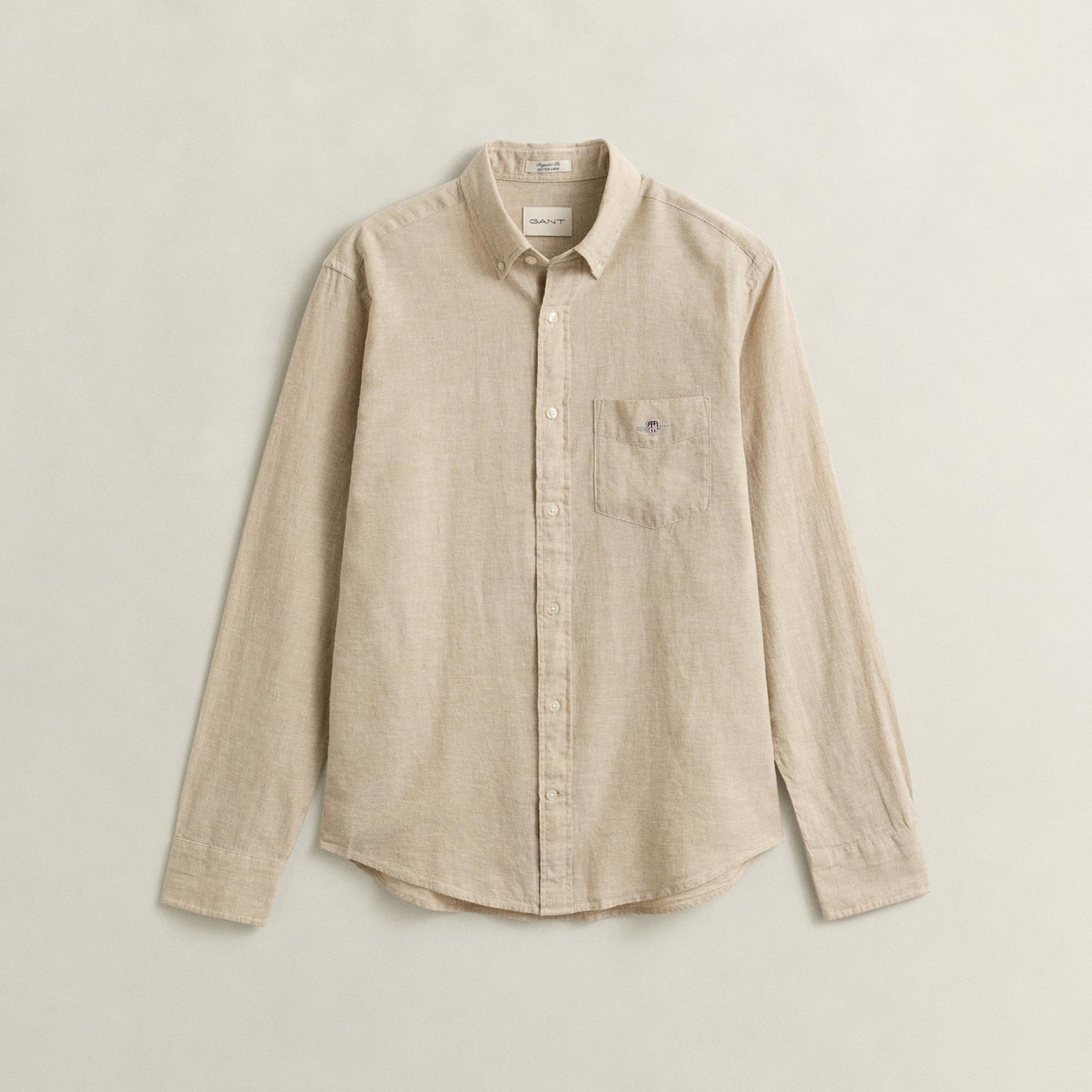 GANT Erkek Bej Regular Fit Logolu Gömlek