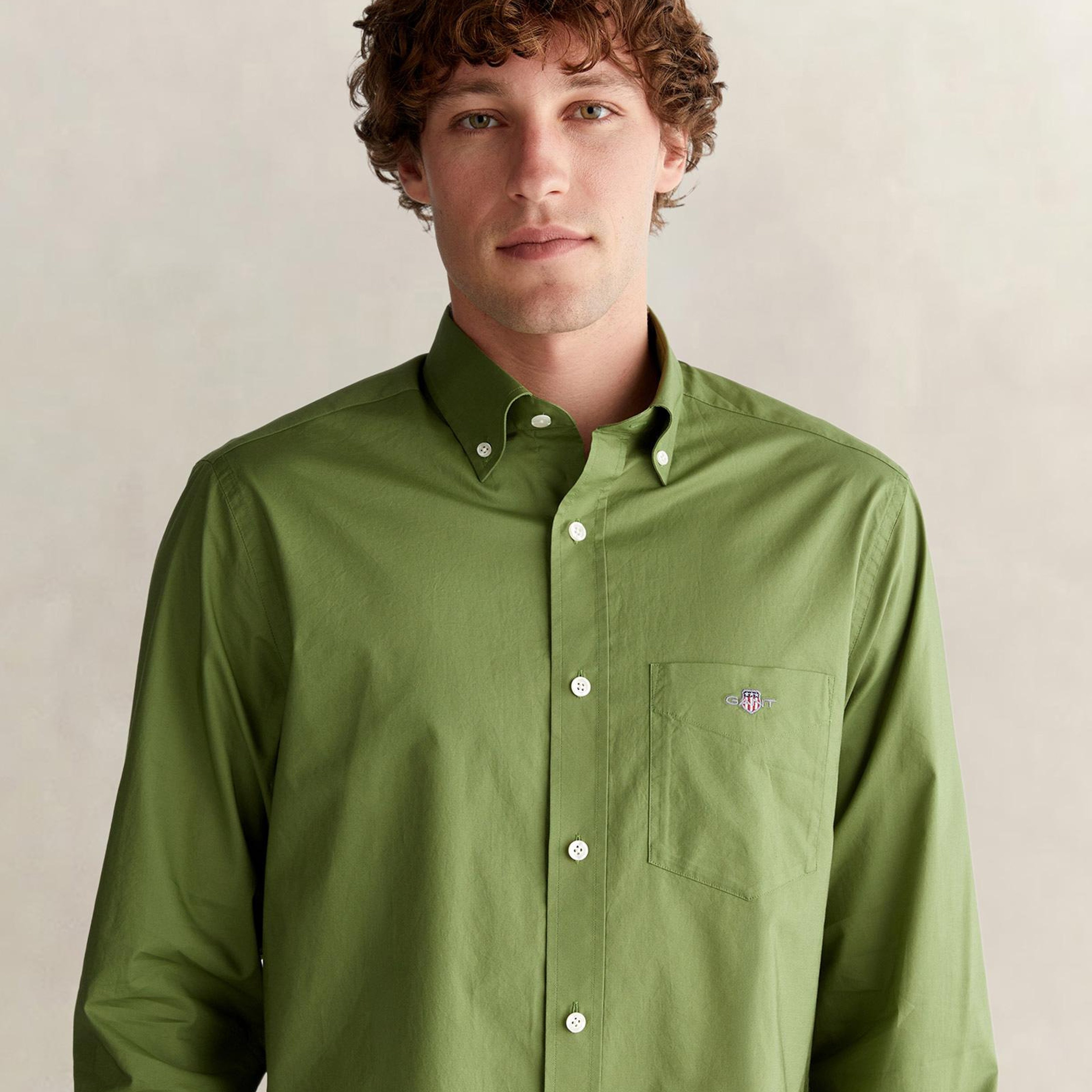 GANT Erkek Yeşil Regular Fit Logolu Gömlek