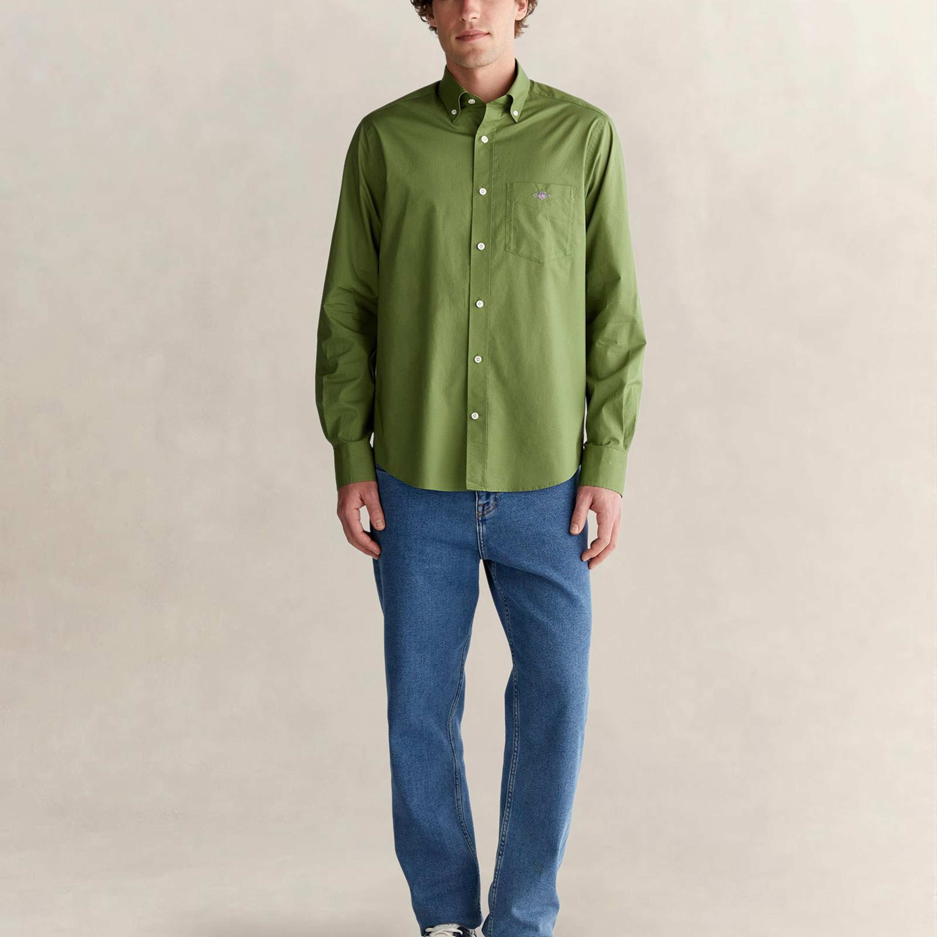 GANT Erkek Yeşil Regular Fit Logolu Gömlek