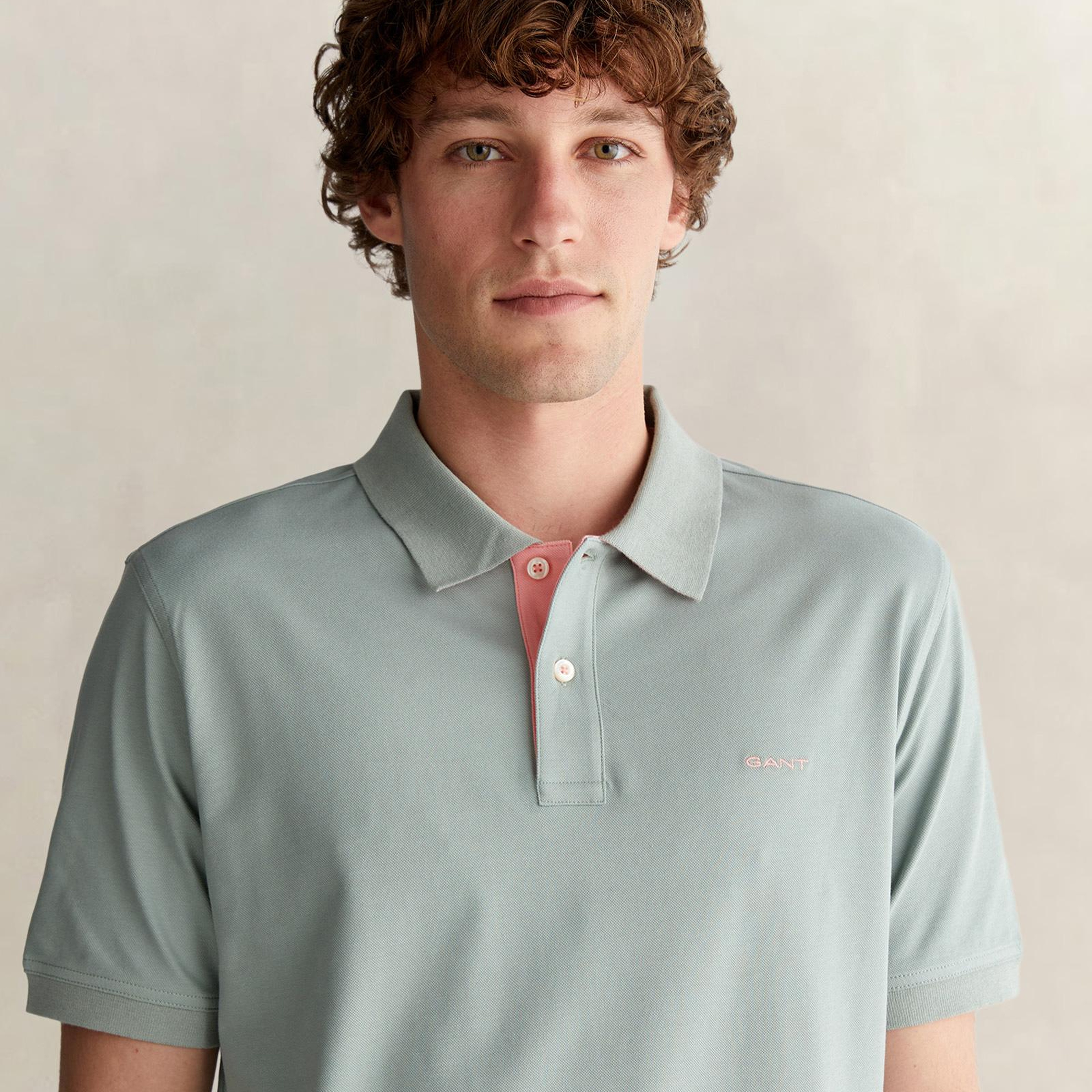 GANT Erkek Yeşil Regular Fit Polo Yaka T-Shirt