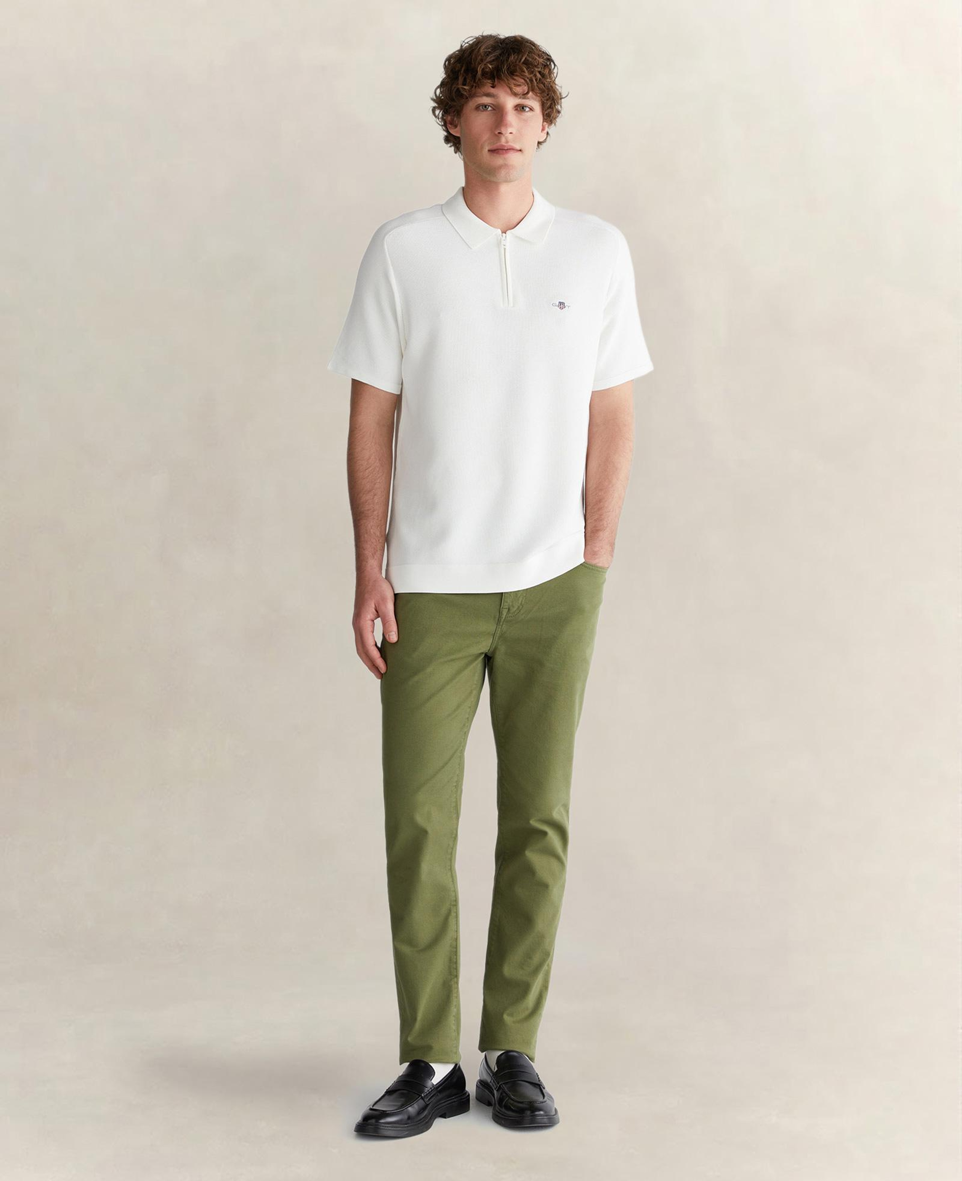 GANT Erkek Beyaz Regular Fit Yarım Fermuarlı Kısa Kollu T-Shirt