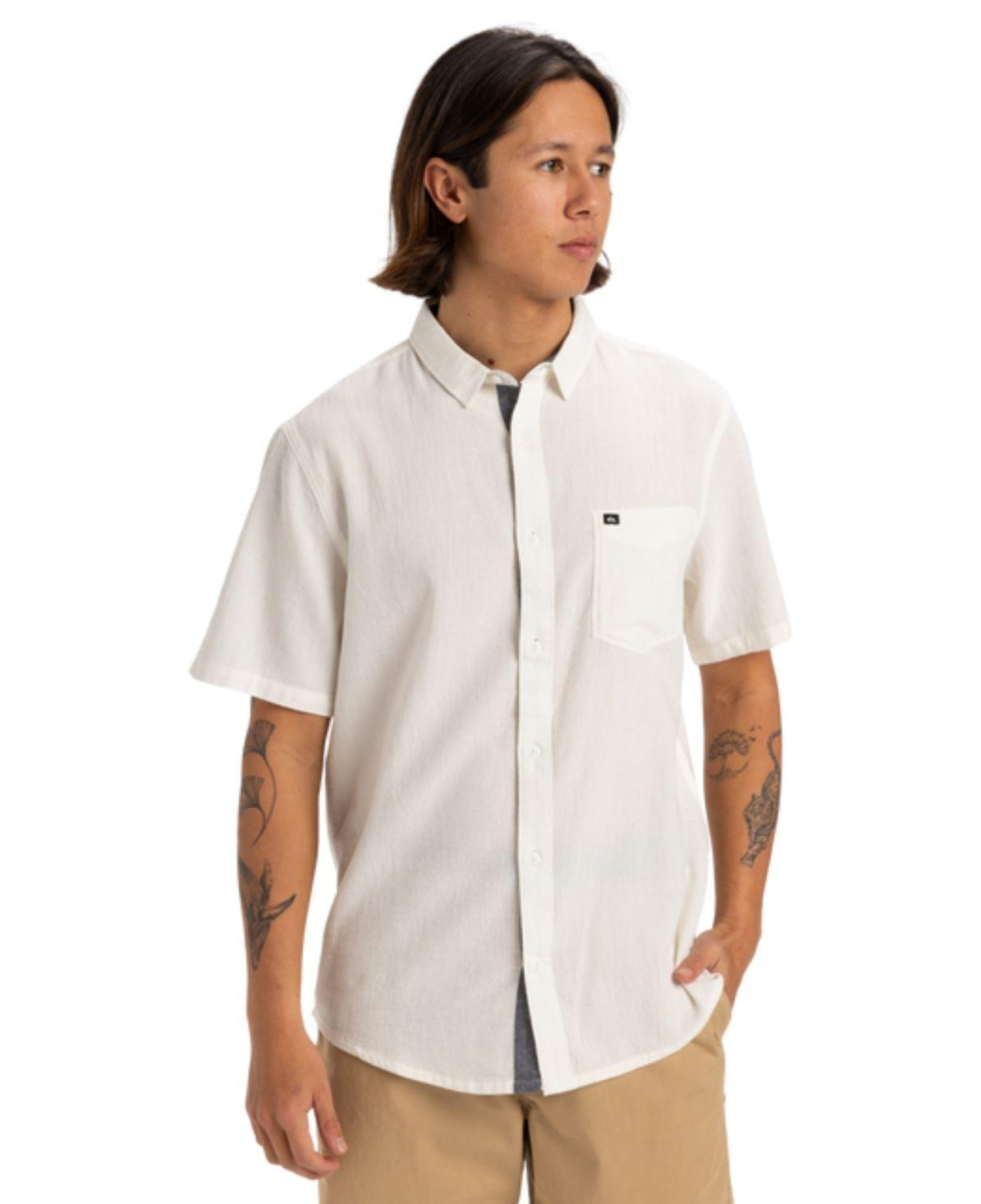 Quiksilver Timebox Erkek Beyaz Gömlek