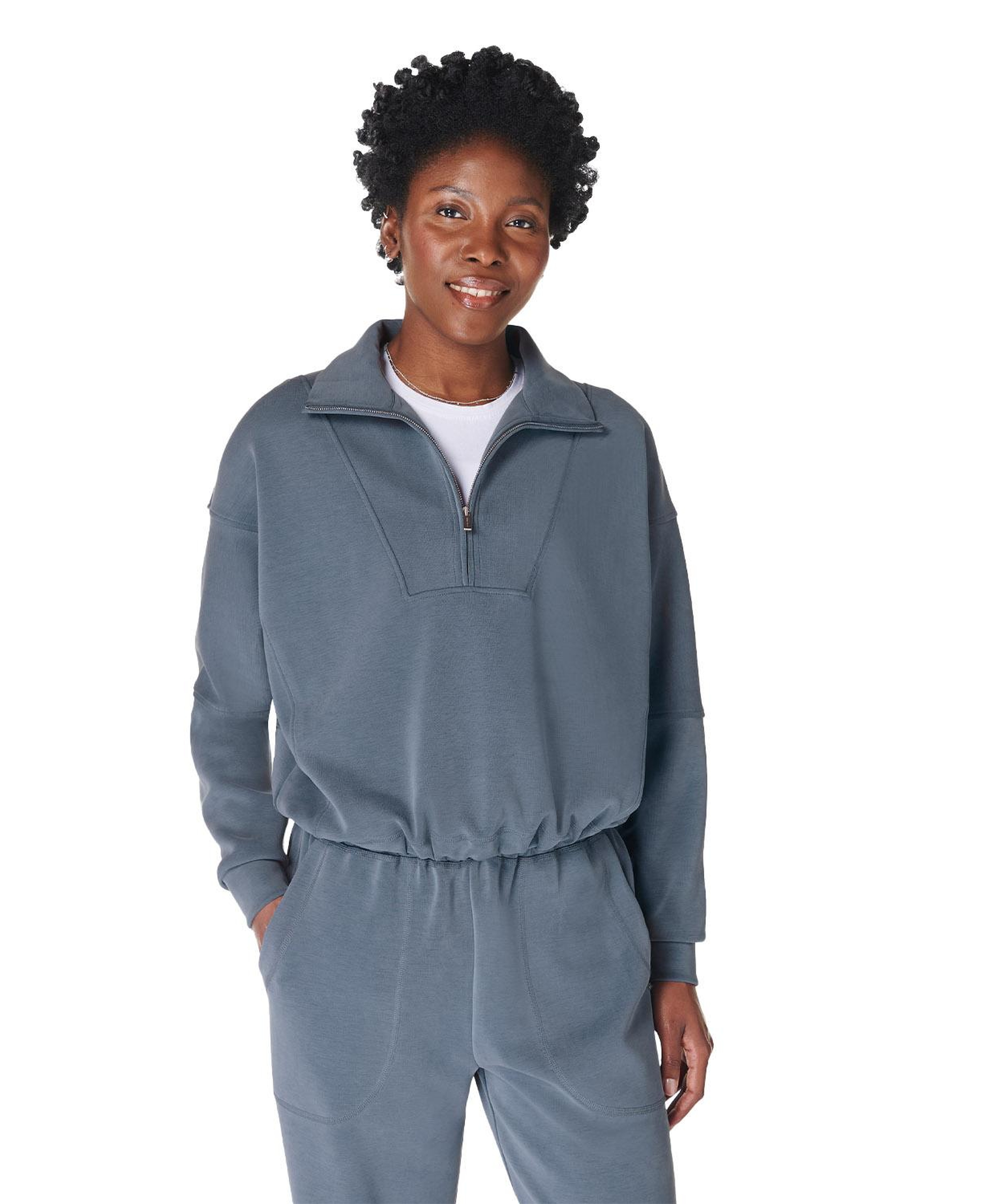 Sweaty Betty Sand Wash Funnel Neck Half Zip Kadın Sweatshirt