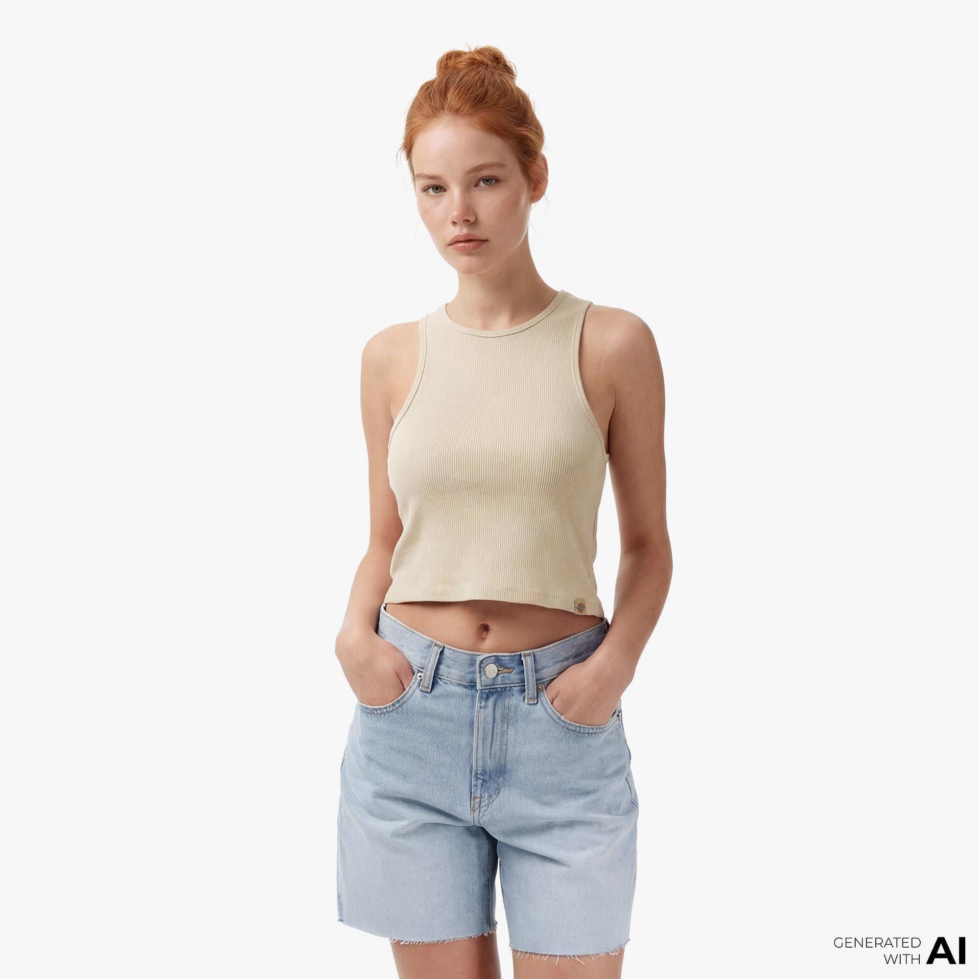 Dickies Plentywood Gd Vest Kadın Bej T-Shirt