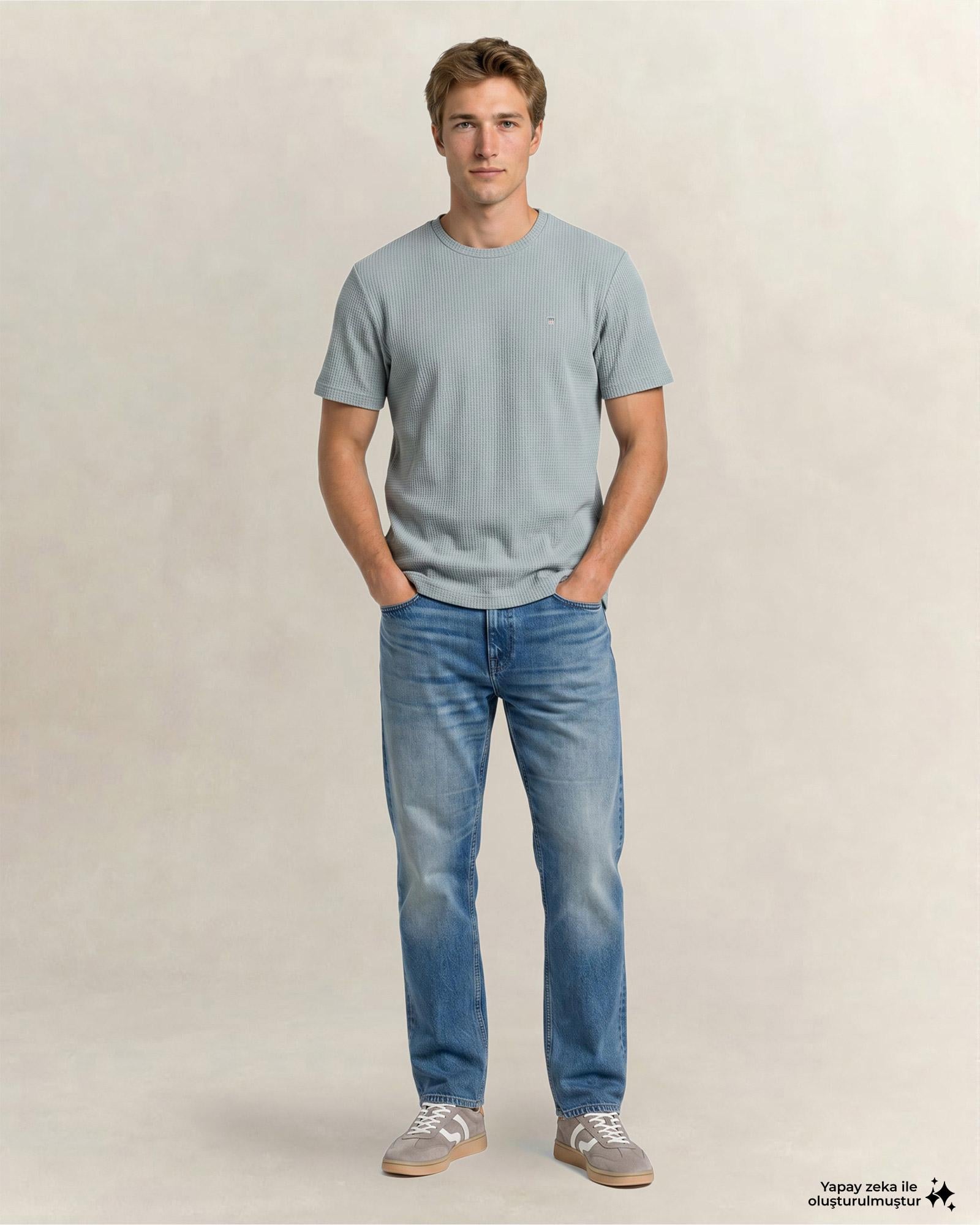 GANT Erkek Yeşil Bisiklet Yaka Regular Fit Logolu T-Shirt