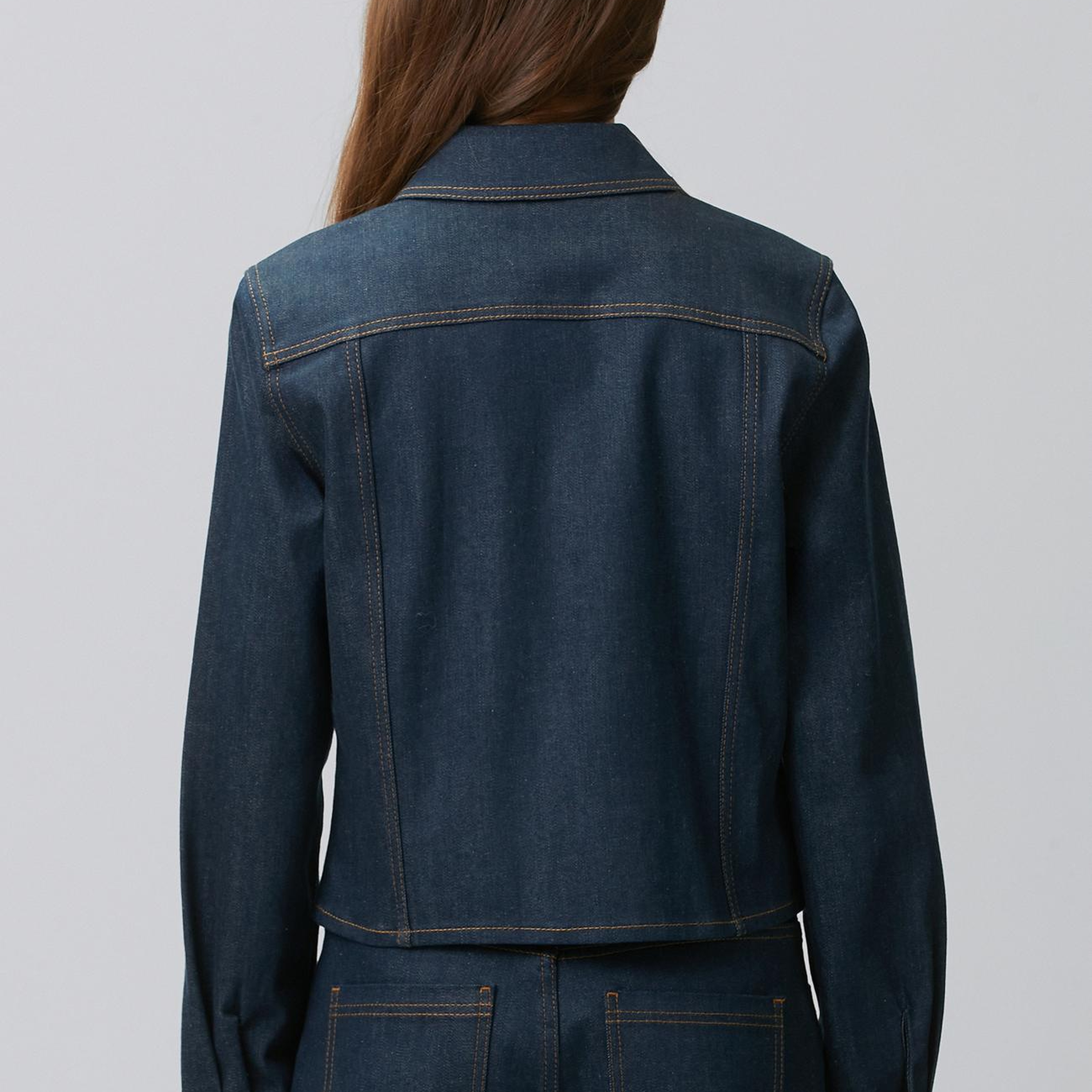 Network Kadın Koyu Indigo Mavi Yaka Aksesuarlı Denim Mont