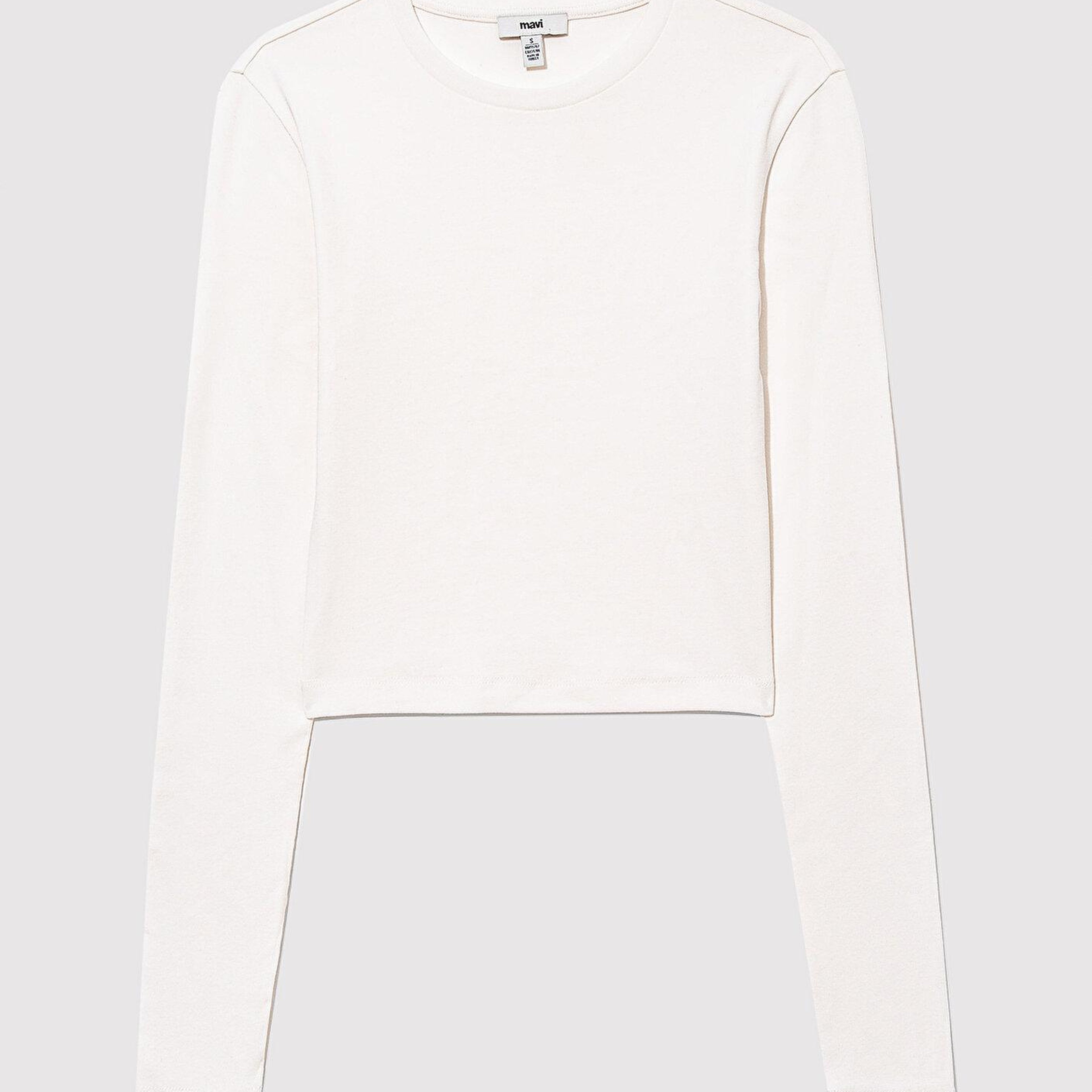 Mavi 2li Uzun Kollu Crop Basic Tişört Fitted / Vücuda Oturan Kesim 1613021-88467