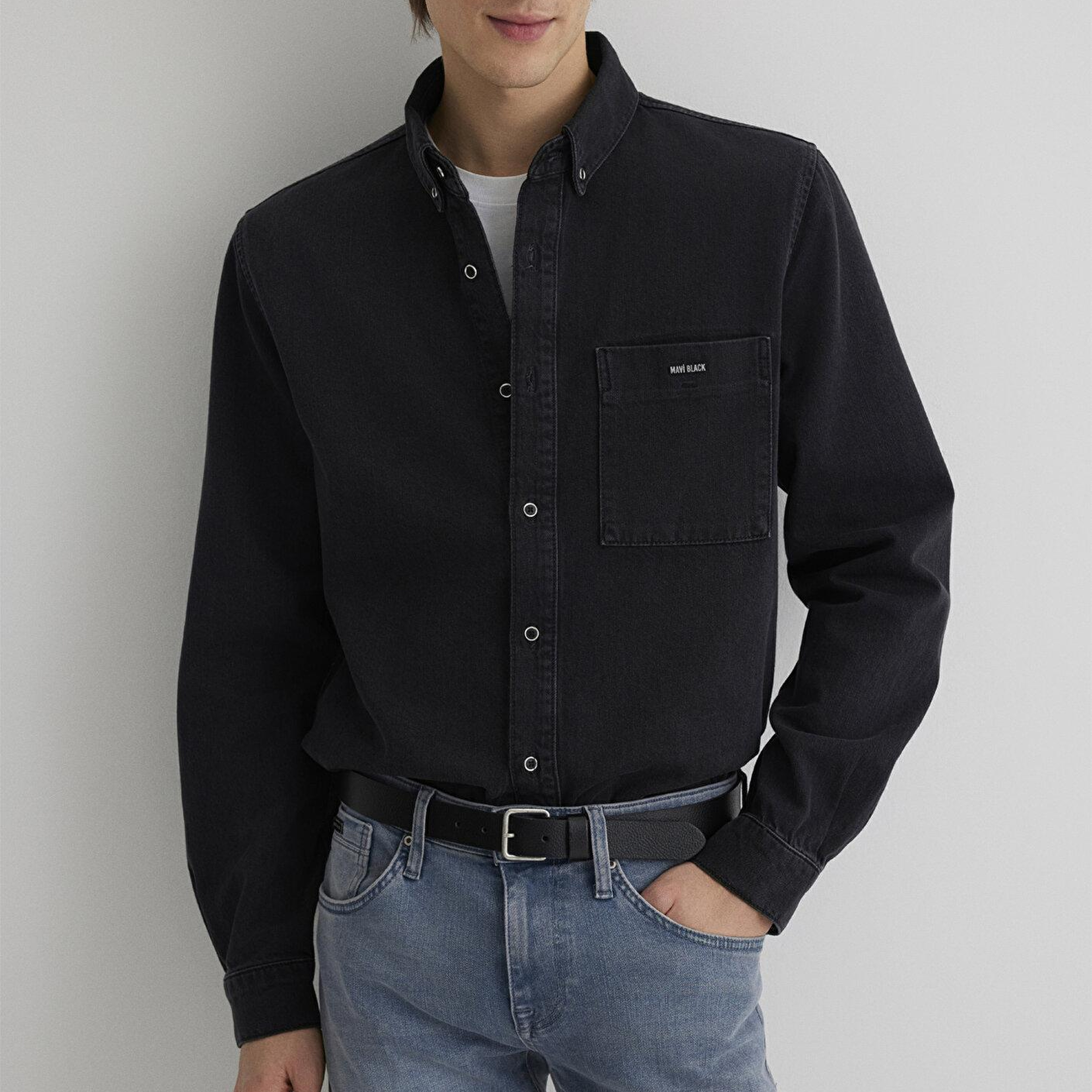 Mavi Jayden Mavi Black Koyu Gri Jean Gömlek Regular Fit / Normal Kesim 0211065-89297