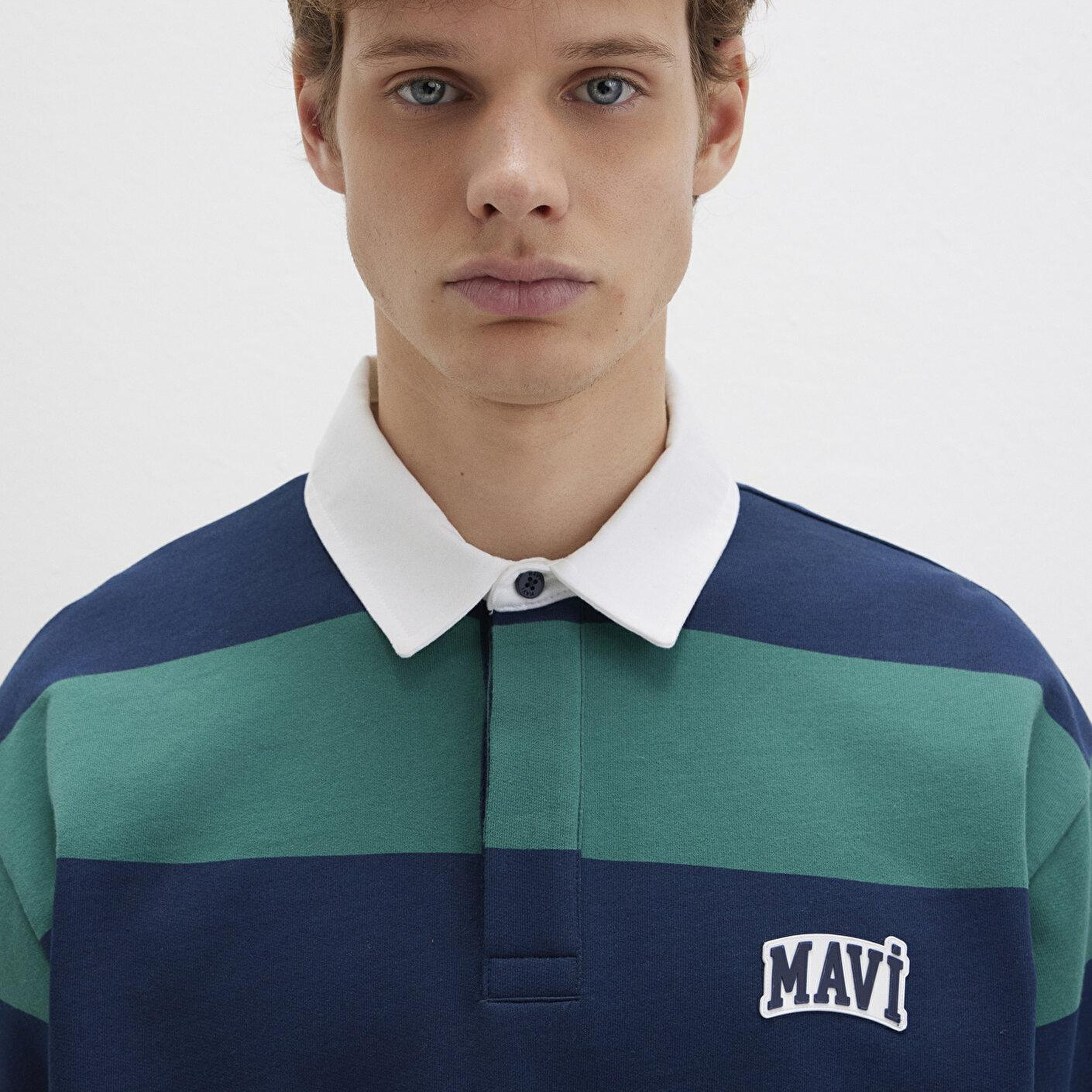 Mavi Mavi Logo Çizgili Lacivert Sweatshirt 0S10371-70497