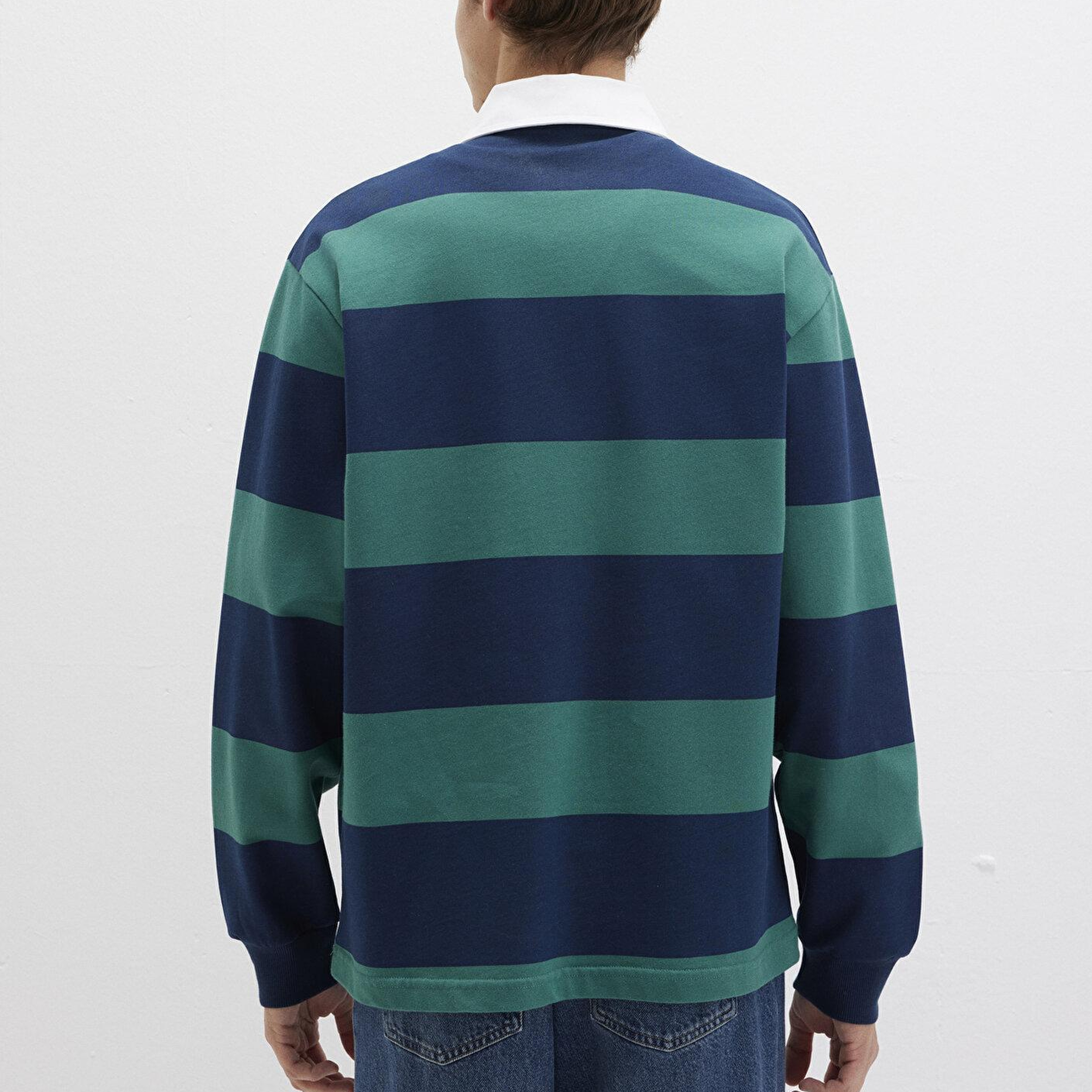 Mavi Mavi Logo Çizgili Lacivert Sweatshirt 0S10371-70497