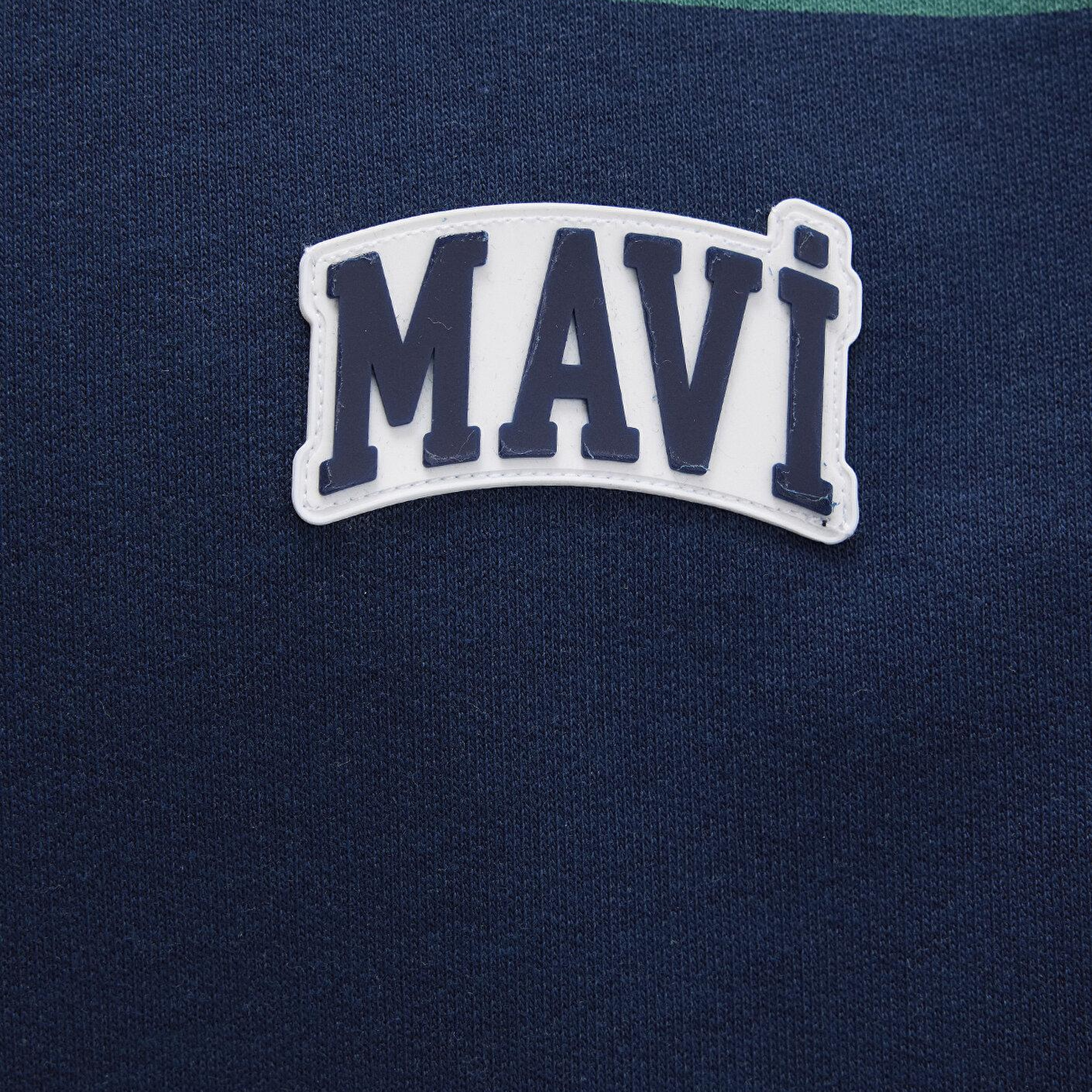 Mavi Mavi Logo Çizgili Lacivert Sweatshirt 0S10371-70497