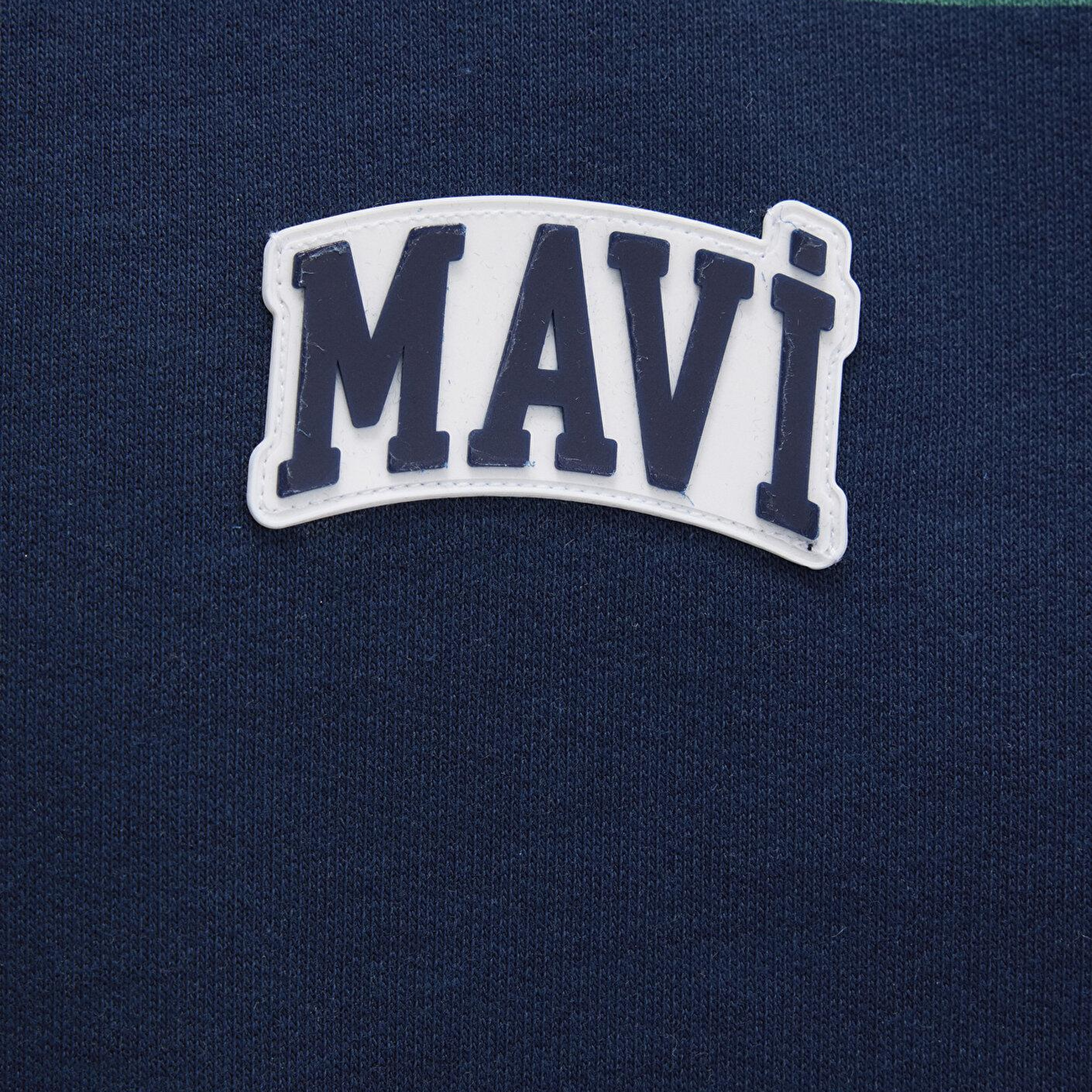 Mavi Mavi Logo Çizgili Lacivert Sweatshirt 0S10371-70497