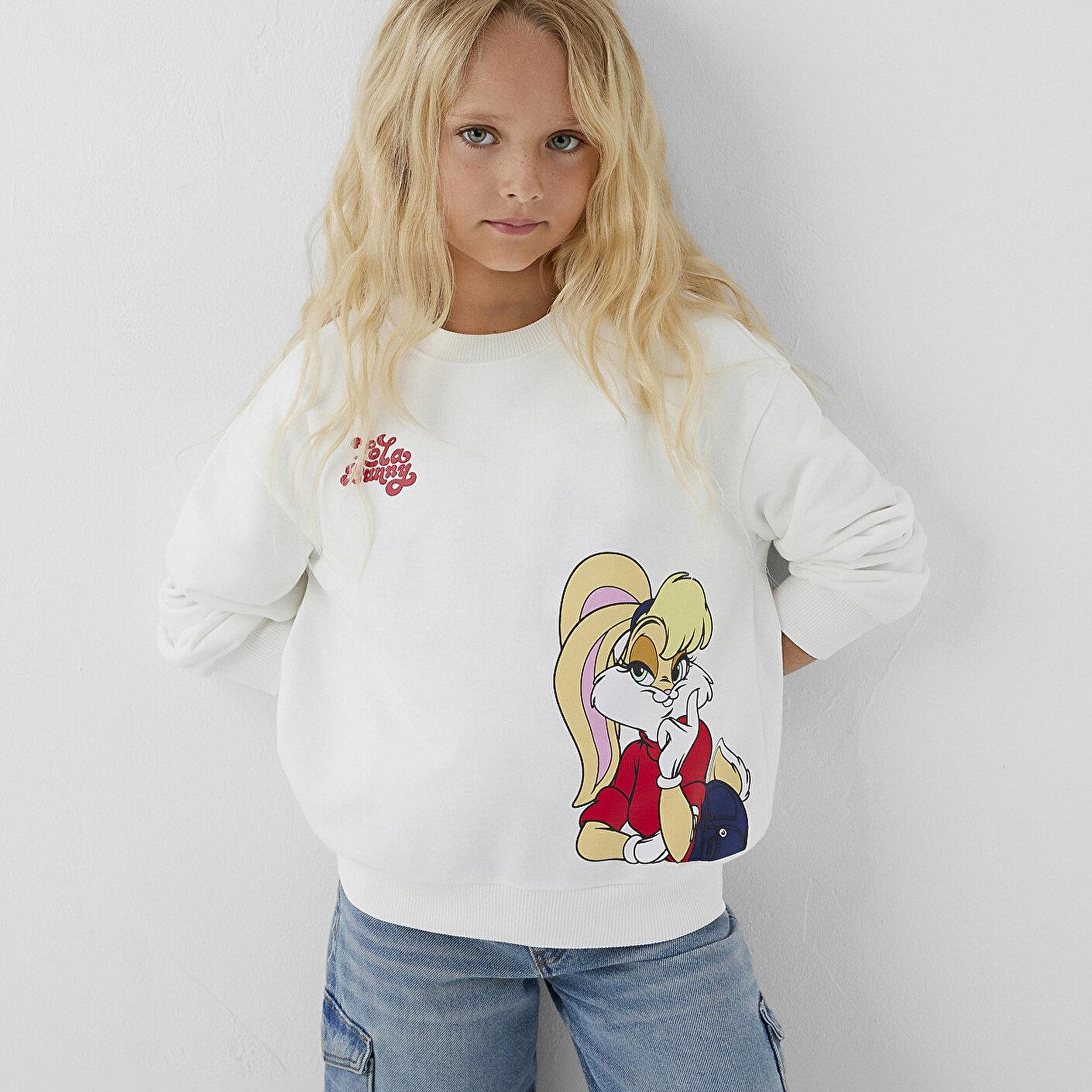 Mavi Lola Bunny Baskılı Kapüşonsuz Sweatshirt 7S10213-70057