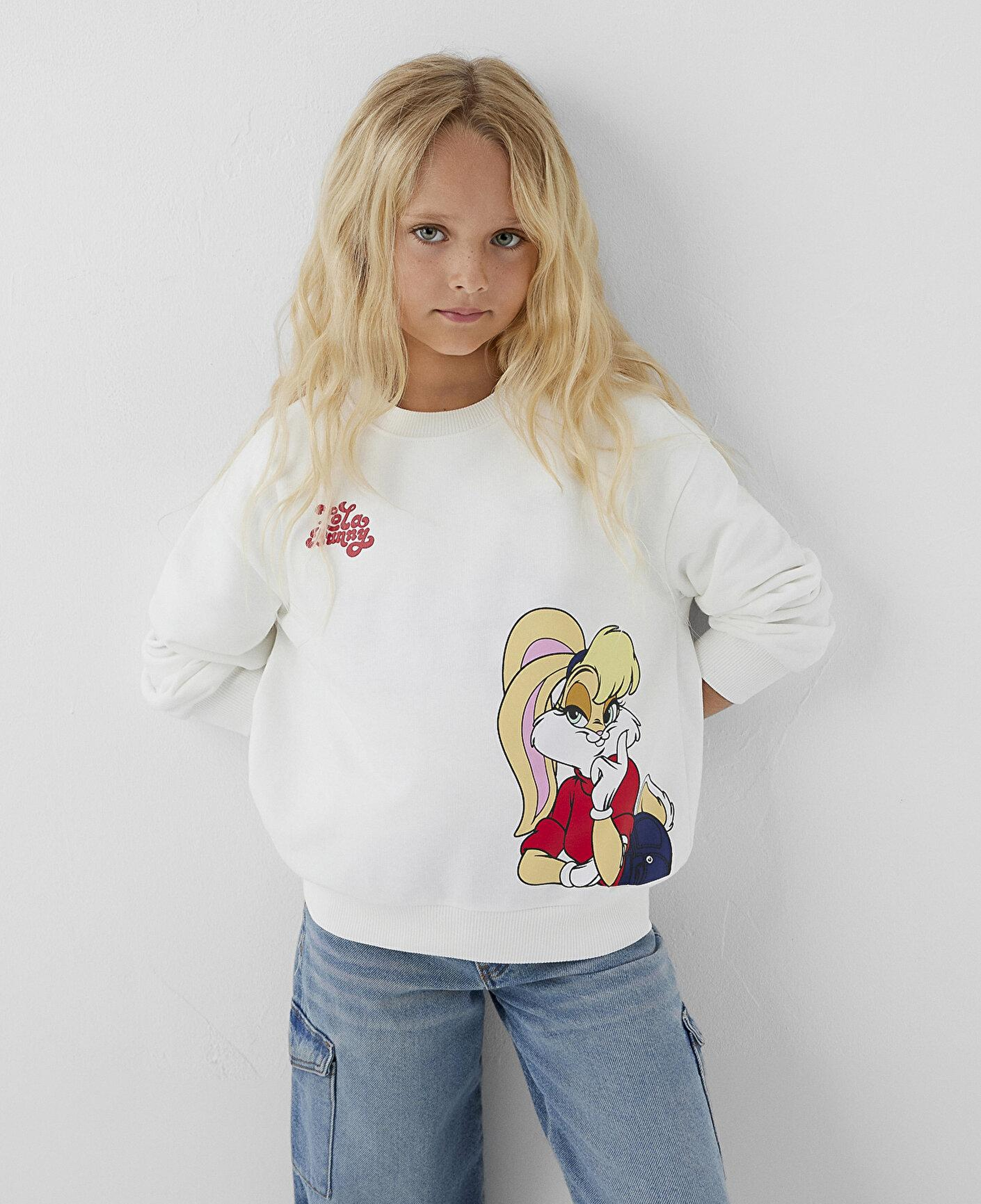 Mavi Lola Bunny Baskılı Kapüşonsuz Sweatshirt 7S10213-70057