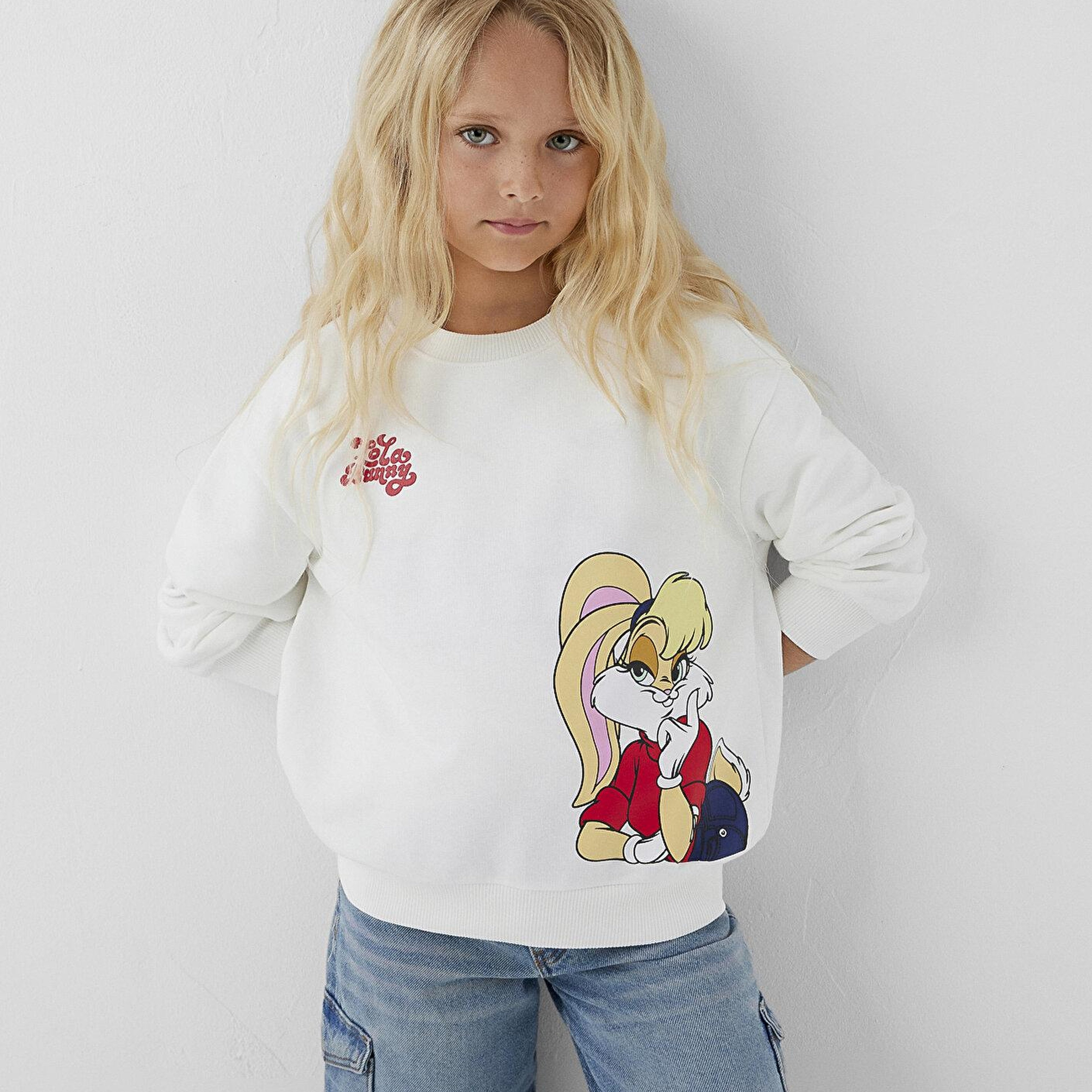 Mavi Lola Bunny Baskılı Kapüşonsuz Sweatshirt 7S10213-70057